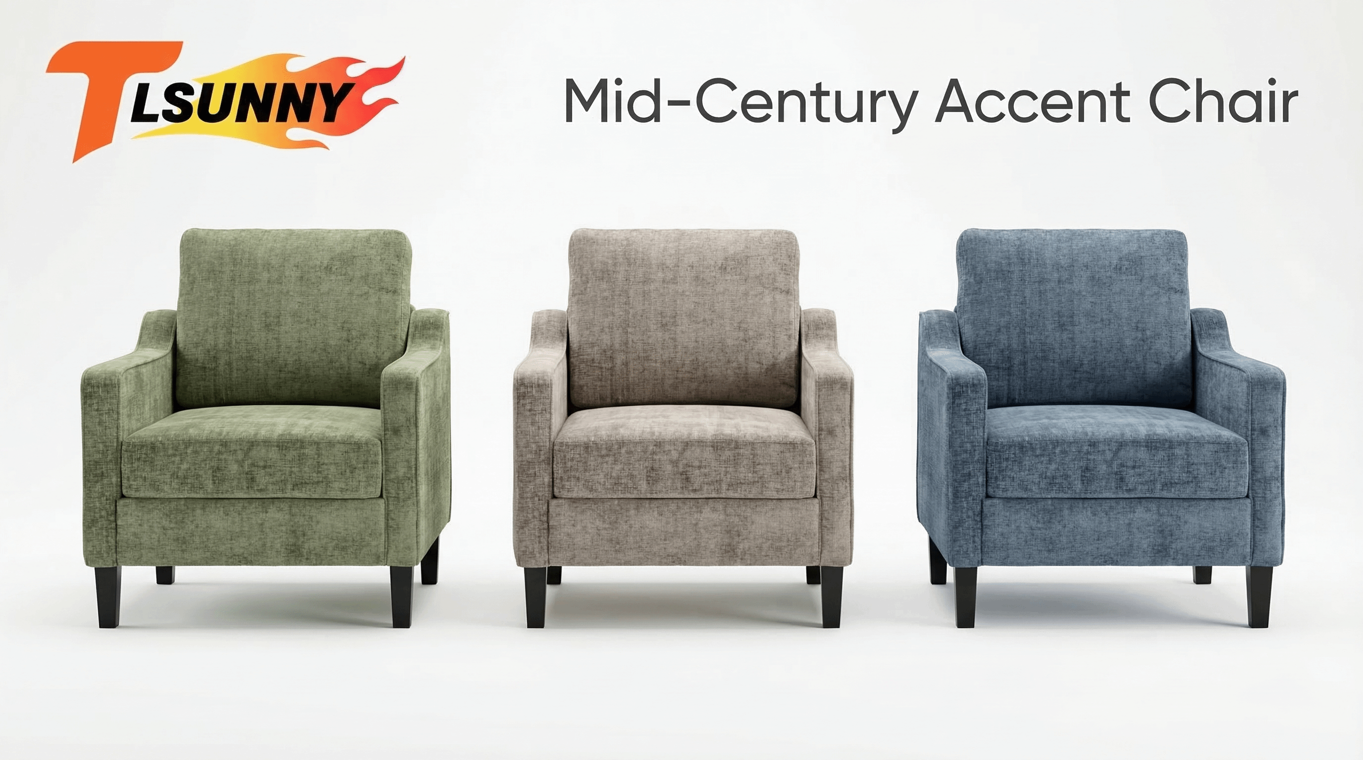 thumbnail video image 2 of TLSUNNY Accent Chair, Mid Century Modern Reading Chair, Upholstered Armchair with Removable Cover, Comfy Single Sofa Side Chair for Office, Apartment, Small Room, 2 of 11
