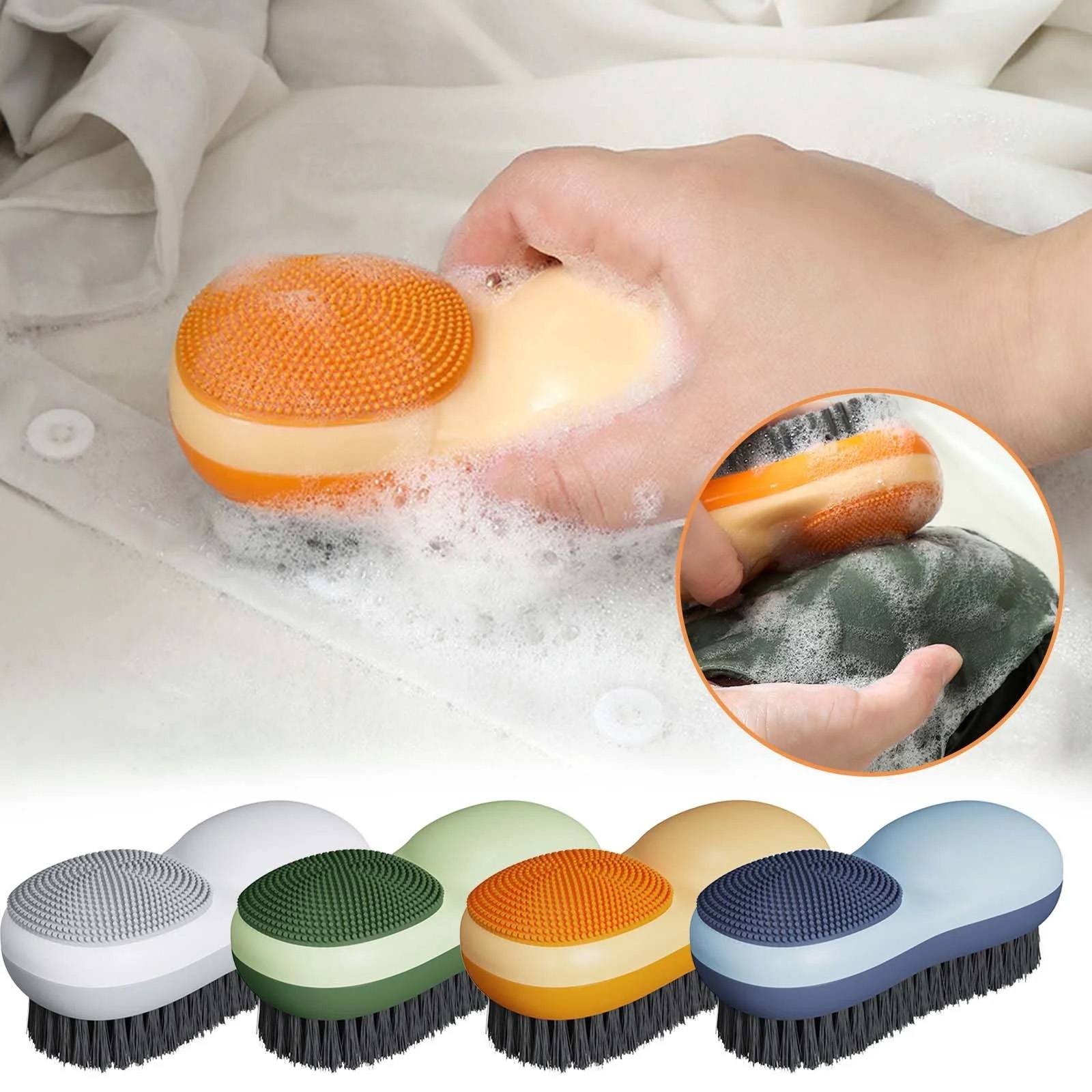 thumbnail video image 2 of CoreLiving Soft Scrub Brush for Clothes & Upholstery, Dual Sided Laundry Brush with Soft & Medium Bristles for Stains, Gentle Hand Washing Brush for Delicate Fabrics, Wool, Cotton & Leather Care, 2 of 10