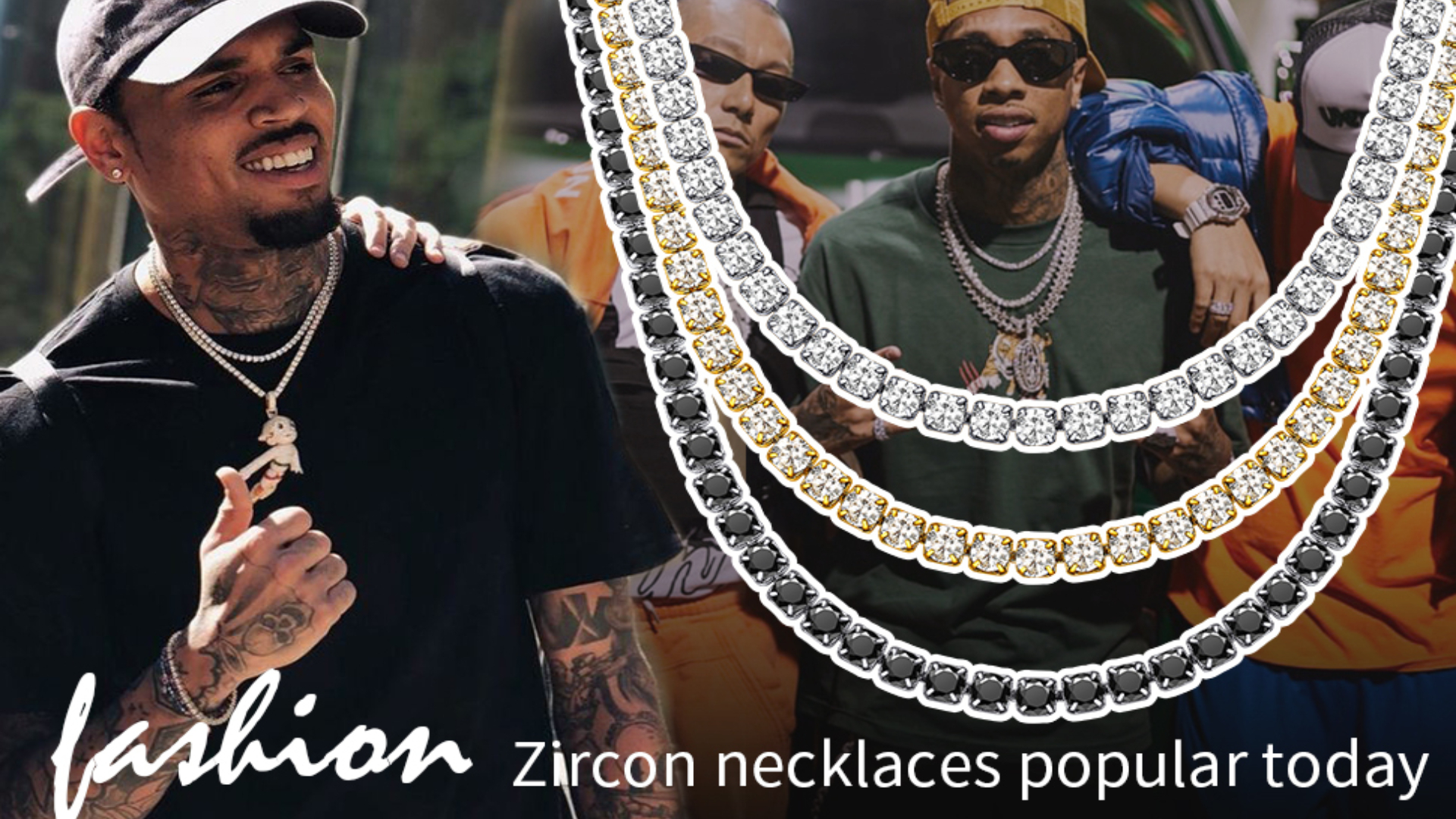 thumbnail video image 2 of ChainsHouse Tennis Necklace for Women 5mm Width Black Round Cut Cubic Zirconia Created Diamond Chain Jewelry, 16", 2 of 8