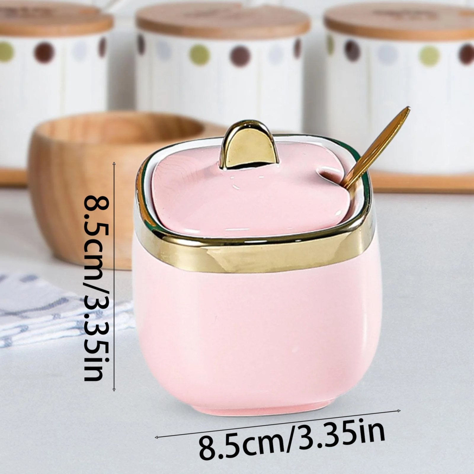 thumbnail video image 2 of Tableware Set,Ceramic Sugar Bowl Container With Lid And Spoon Seasoning Box Ceramic Condiment Pot Condiment Jar For Coun, 2 of 10