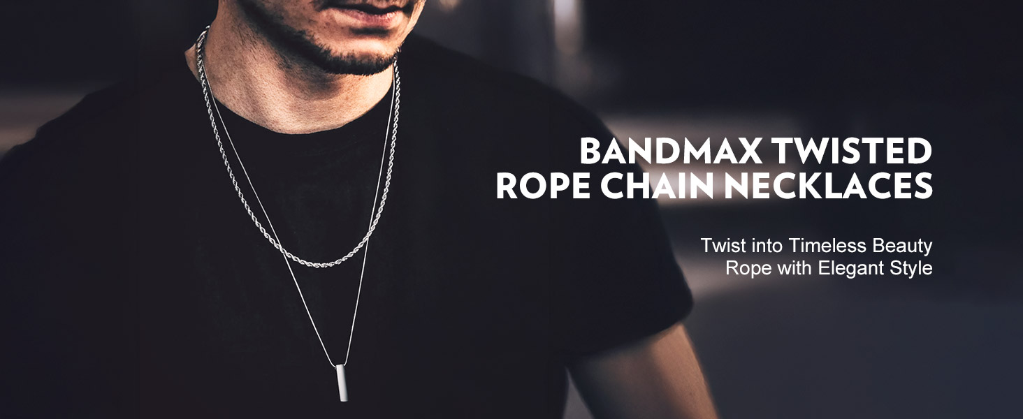thumbnail video image 2 of Bandmax 1.5MM Long Twisted Rope Chain for Men Women 28 Inch Stainless Steel Layer Chain Necklaces Solid Cable Rope Chain for Pendant Jewelry Gift, 2 of 9