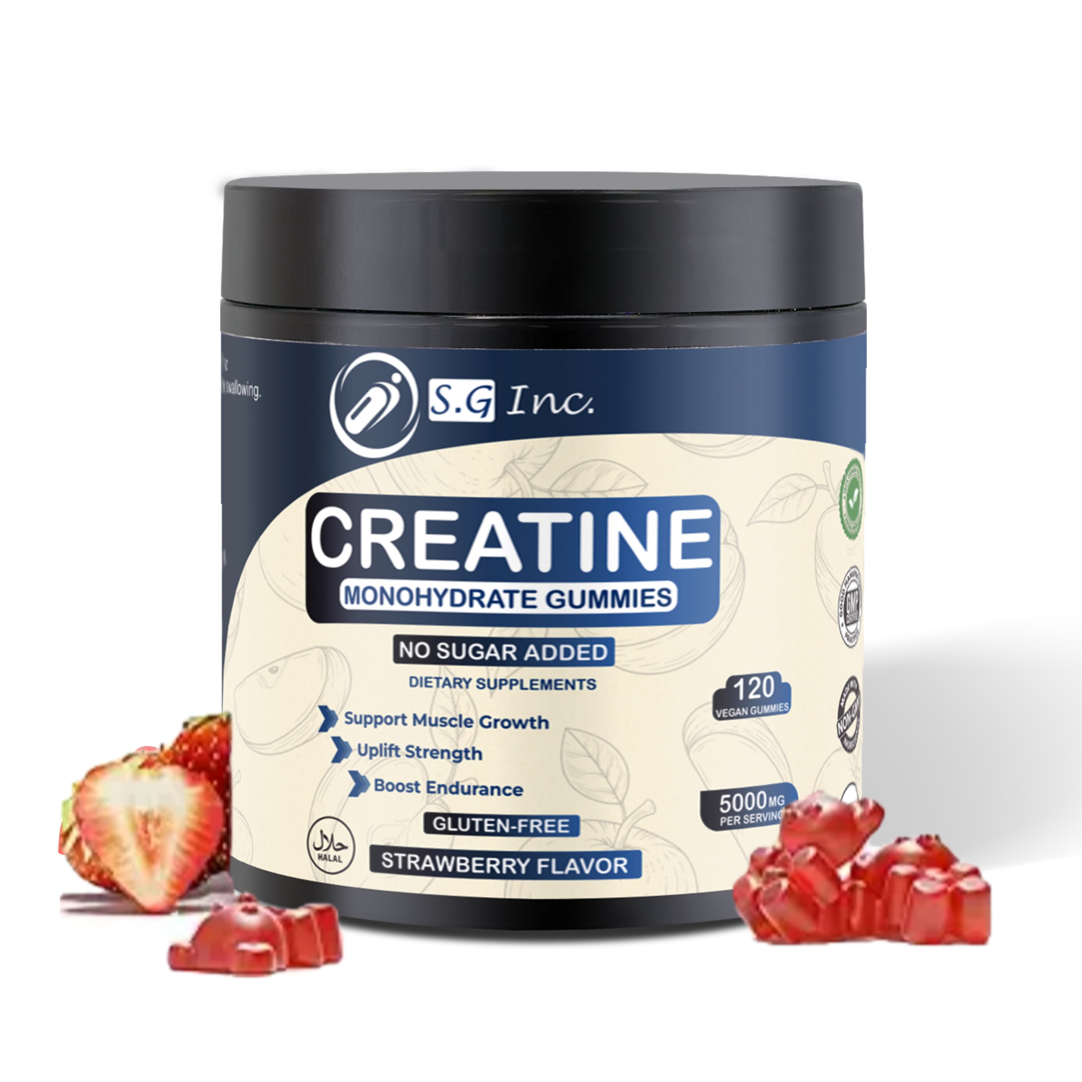 thumbnail video image 2 of S.G Inc Creatine Monohydrate Gummies, Strawberry, 5000mg, Vegan, Gluten Free, 120 Count, 2 of 11