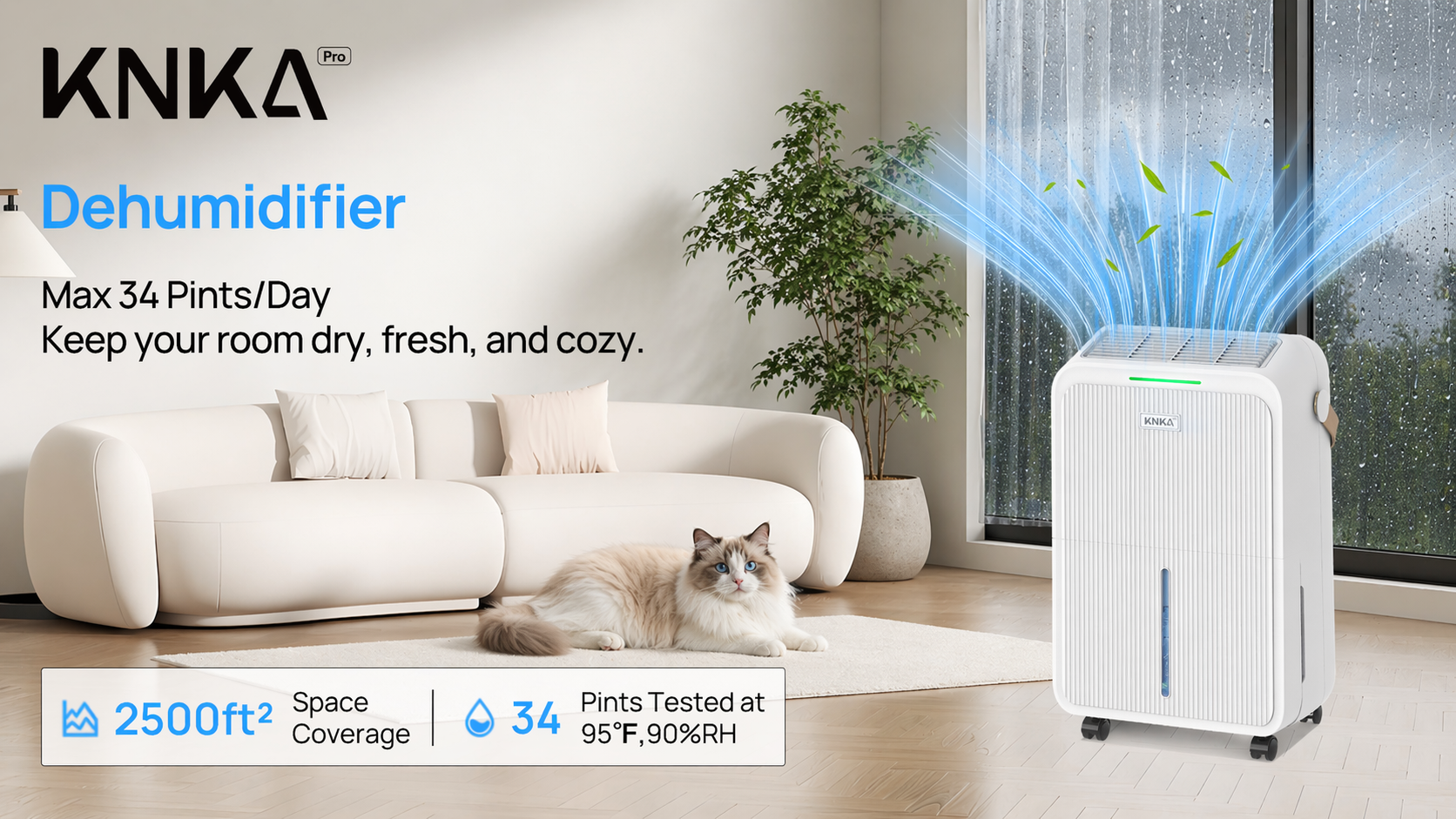 thumbnail video image 2 of Dehumidifier for Home, MAX 34 Pints, Dehumidifiers for Basements with Drain Hose, Up to 2500 Sq.Ft.,Smart Humidity Control,3 Modes, 24-Hour Timer, 2 of 12