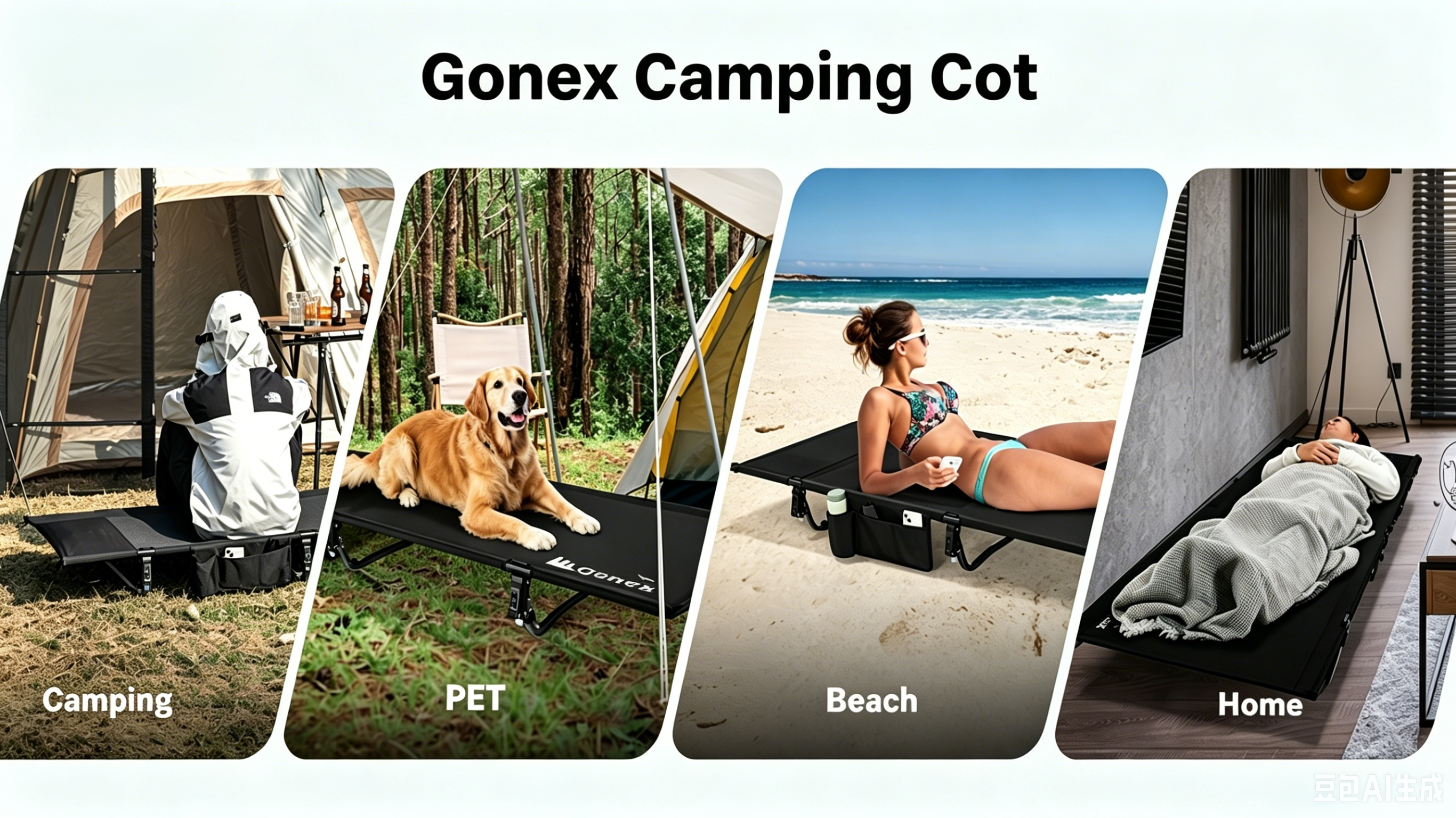 thumbnail video image 2 of Gonex 31.5" Wide Folding Camping Cots for Adults, 350lbs Capacity Portable Sleeping Bed with Side Storage Bag Camp Bed for Outdoor Travel Beach, Black, 2 of 9