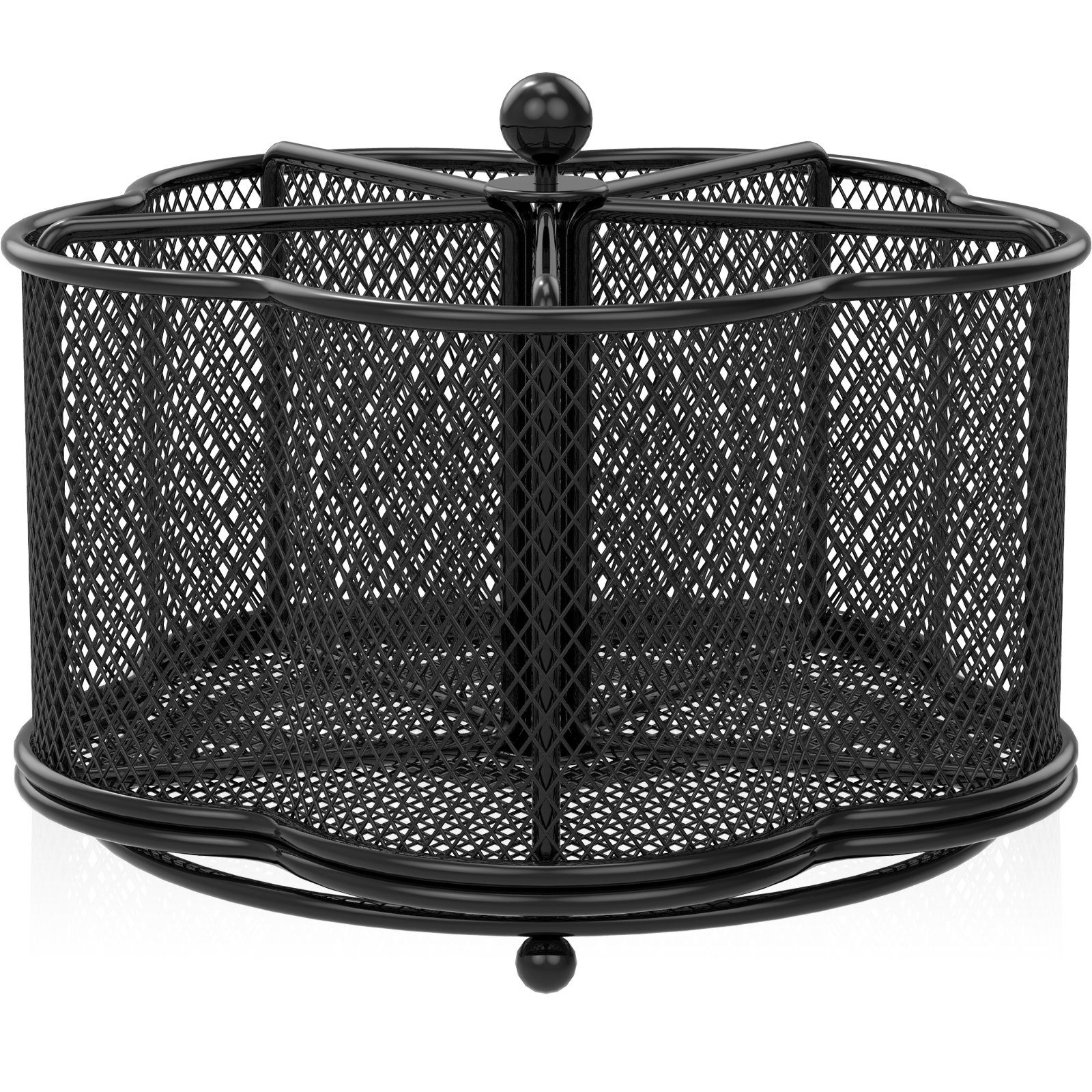 thumbnail video image 2 of Tzdxfgl 360° Rotating Kitchen Metal Utensil Holder, 5 Compartment Countertop Silverware Organizer, Black, 2 of 12