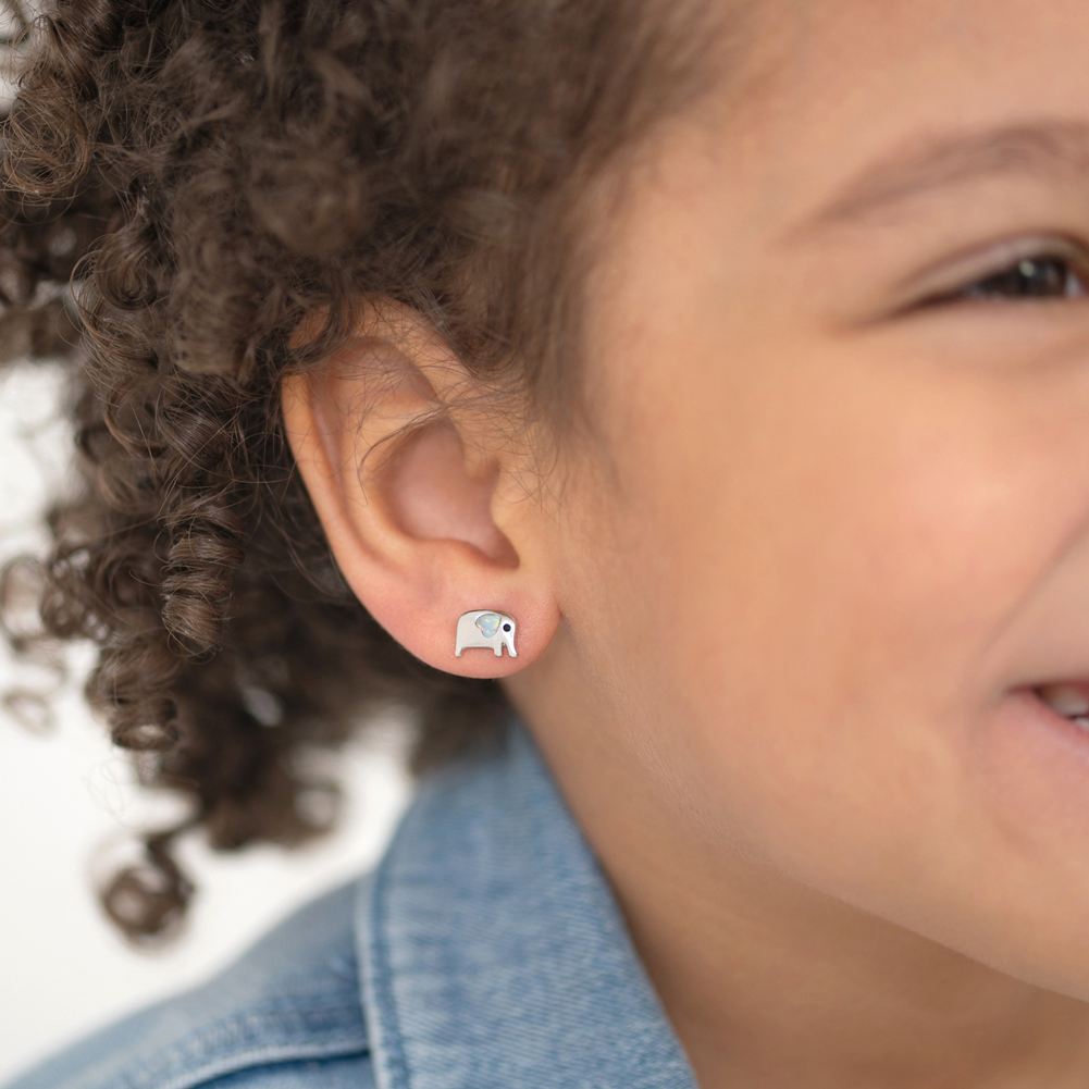 thumbnail video image 2 of Gentle Giant Opal Kids / Children's / Girl Earrings Screw Back - Sterling Silver, 2 of 6