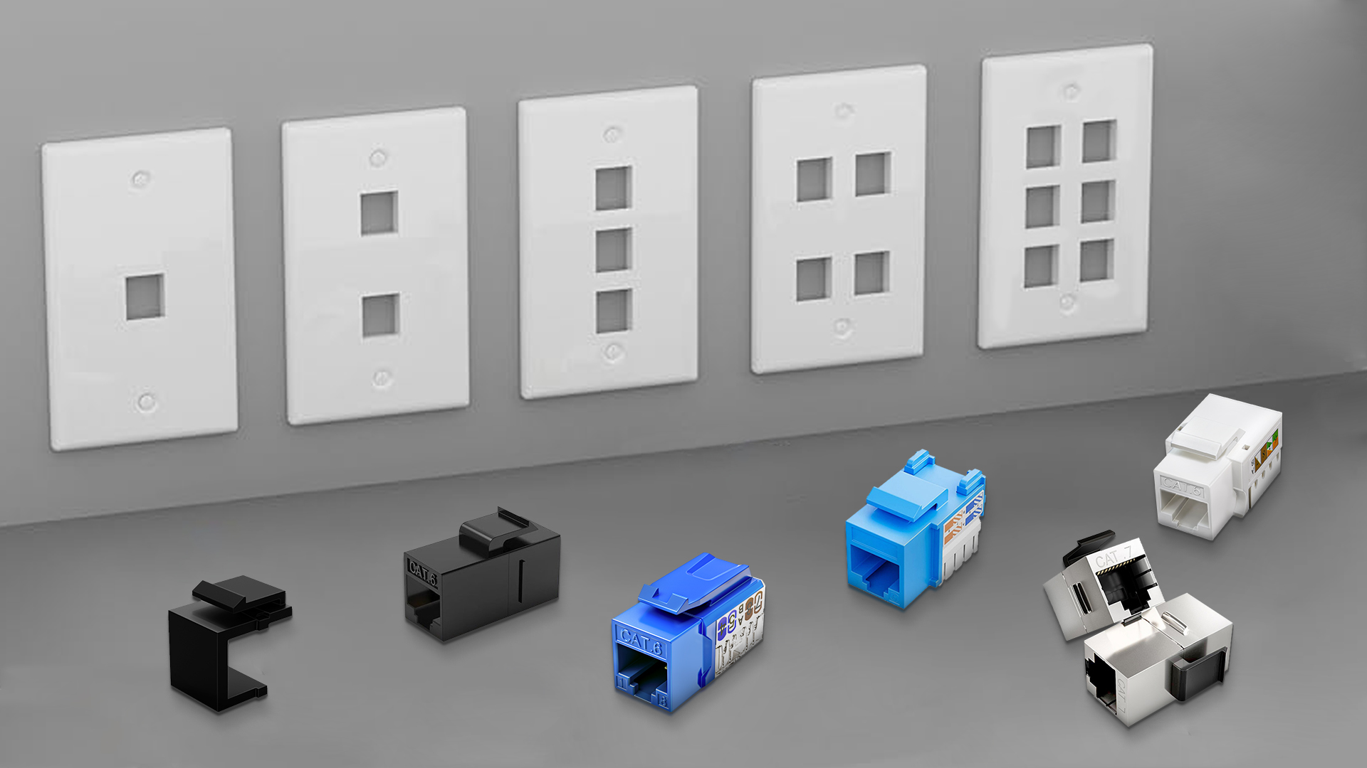 thumbnail video image 2 of 10-Pack Ethernet Keystone Wall Plates, Single Gang RJ45 Wall Plates for RJ45 Keystone Jack and Modular Inserts, Matte, White, 2 of 9