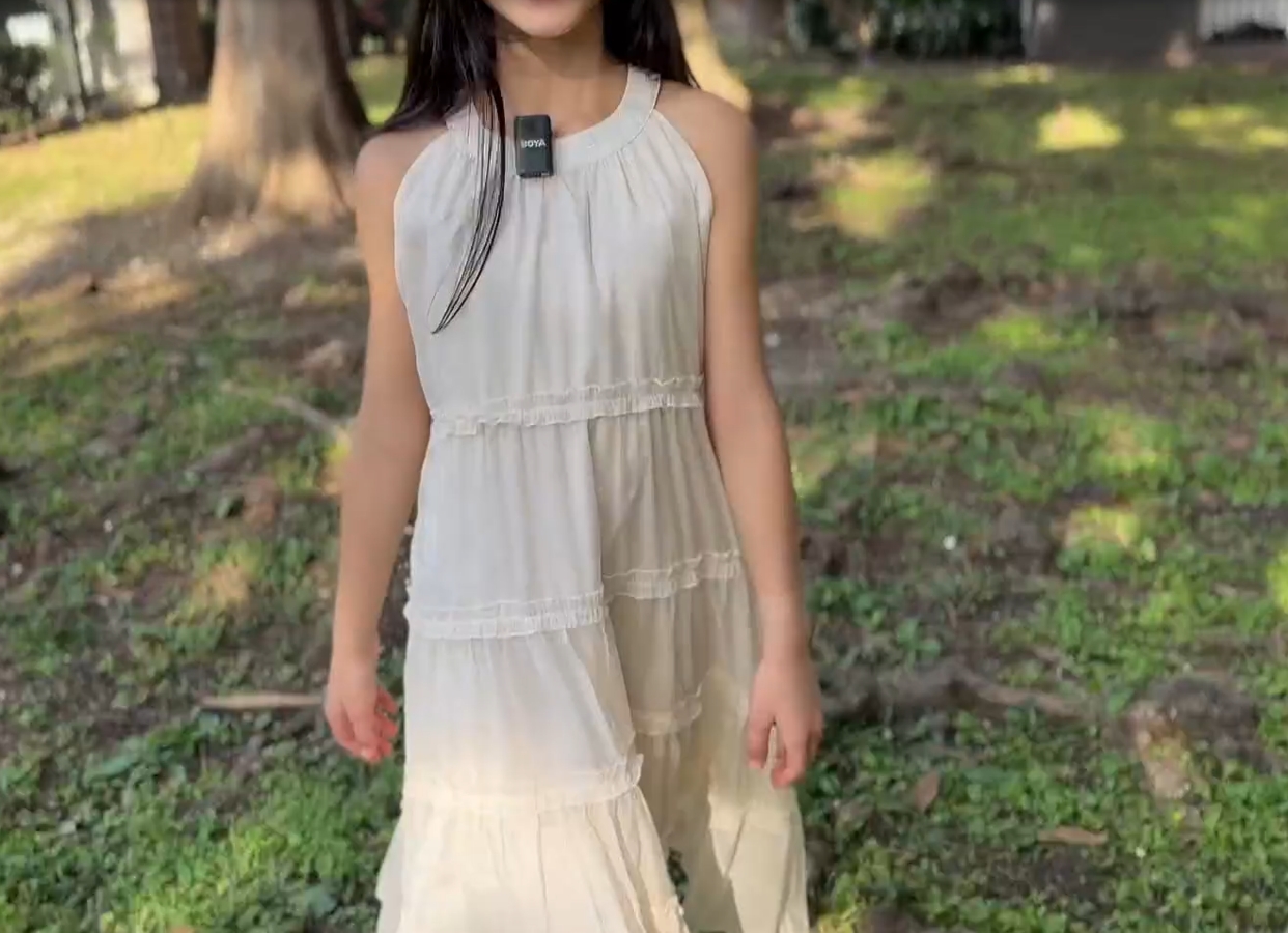 thumbnail video image 2 of Solocote Girl Kid Children Summer Dress Sleeveless Off Shoulder Ruffled Hem Causal Dress for Party, 13-14 Years (Navy), 2 of 6