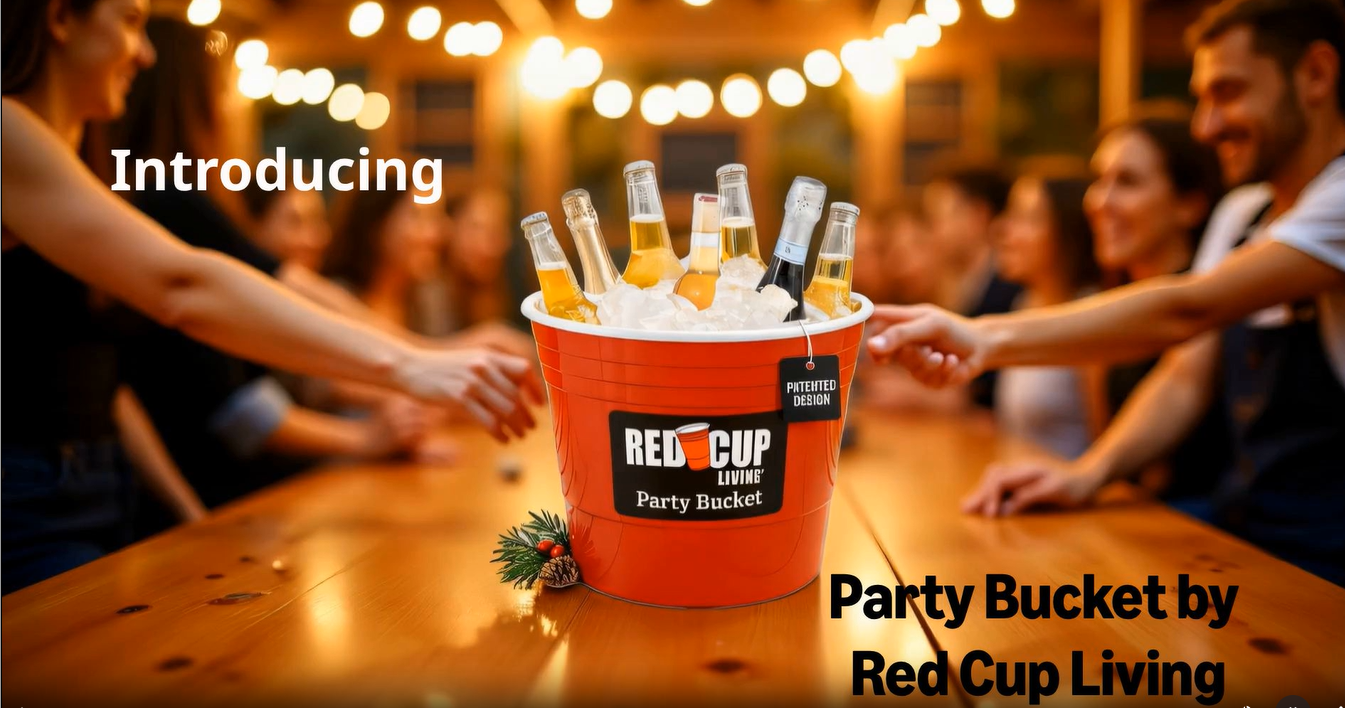 thumbnail video image 2 of Red Cup Living Ice Bucket Plastic Double Wall Ice Buckets, Unbreakable Large Beverage Tub, 2 of 14