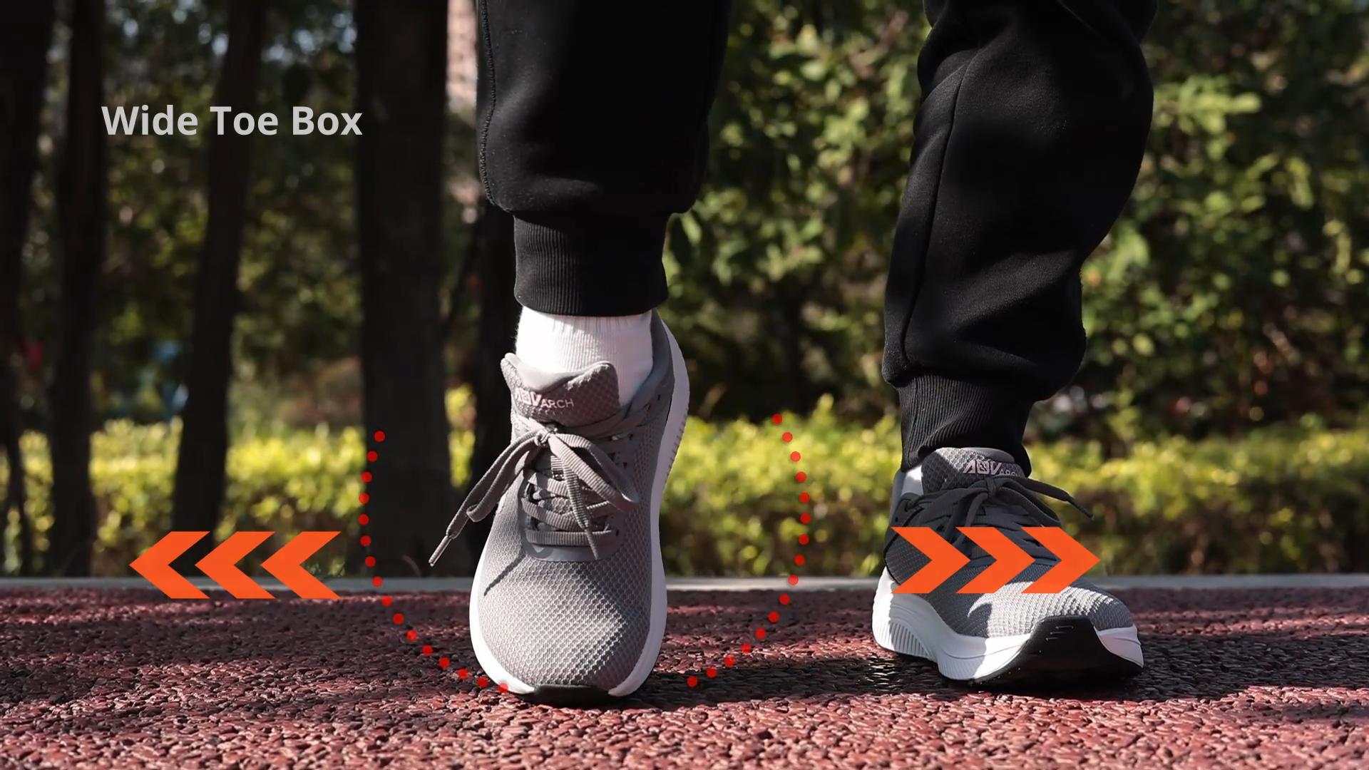 thumbnail video image 2 of Artlea Wide Toe Box Women's Walking Shoes with Arch Support Orthotic Plantar Fasciitis Tennis Sneakers for Long Standing, US Size 6-11, 2 of 7