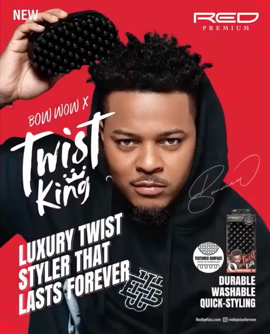 thumbnail video image 2 of RED by Kiss Bow Wow X Twist King -Premium Luxury Twist Styler Brush, Durable Washable Afro Curl Sponge Racket for Barbers and Daily Use, Ideal for Curly, Coiled, 4C Hair, 2 of 12