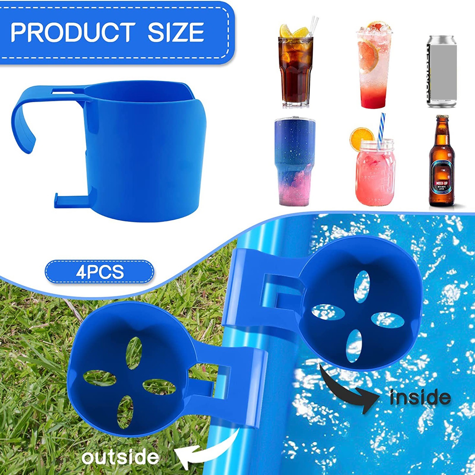 thumbnail video image 2 of Kingtowag Pool Cup Holder for Above Ground Swimming Pool Pool Cup Holders for Drinks No Spill Pool Drink Holder for Pool Fits 2 Inch or Less Top Bar, 1X Swimming Pool Rack, 2 of 9