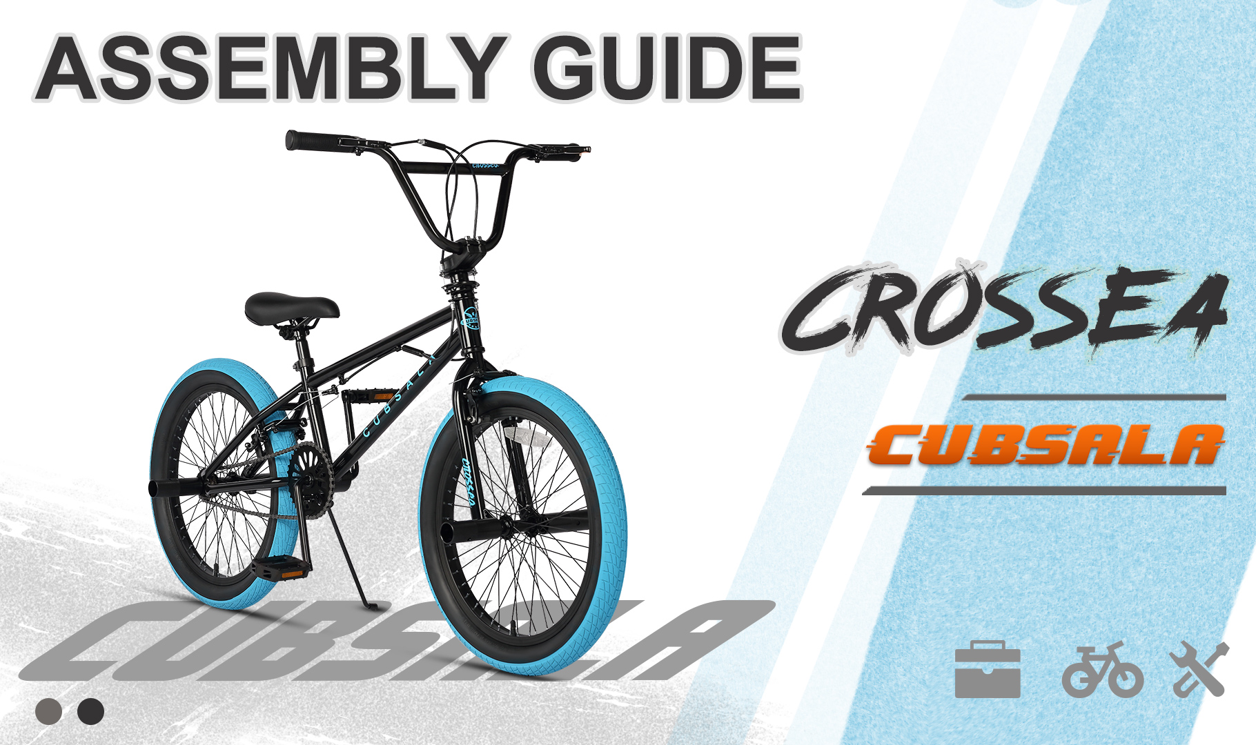 cubsala, Kids BMX Bike Freestyle, 20 in, Blue with 4 Pegs