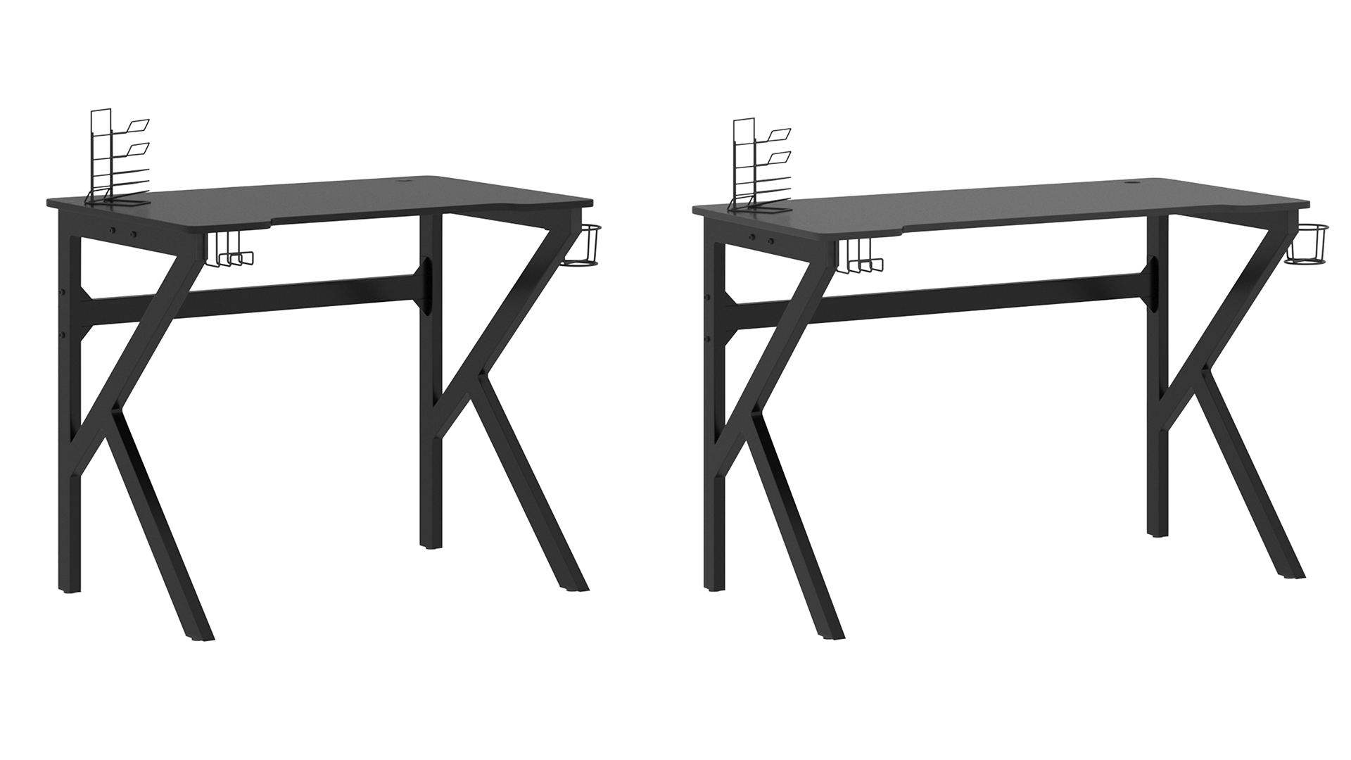 thumbnail video image 2 of vidaXL 35 Inch Gaming Desk with K-Shaped Legs, Ergonomic Computer Desk, 2 of 10