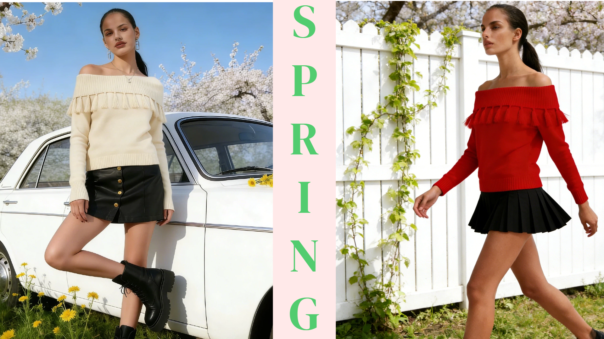 thumbnail video image 2 of Trendy Womens Off The Shoulder Sweater with Handemade Fringe Fall Fashion Sweaters for Going Out, 2 of 8