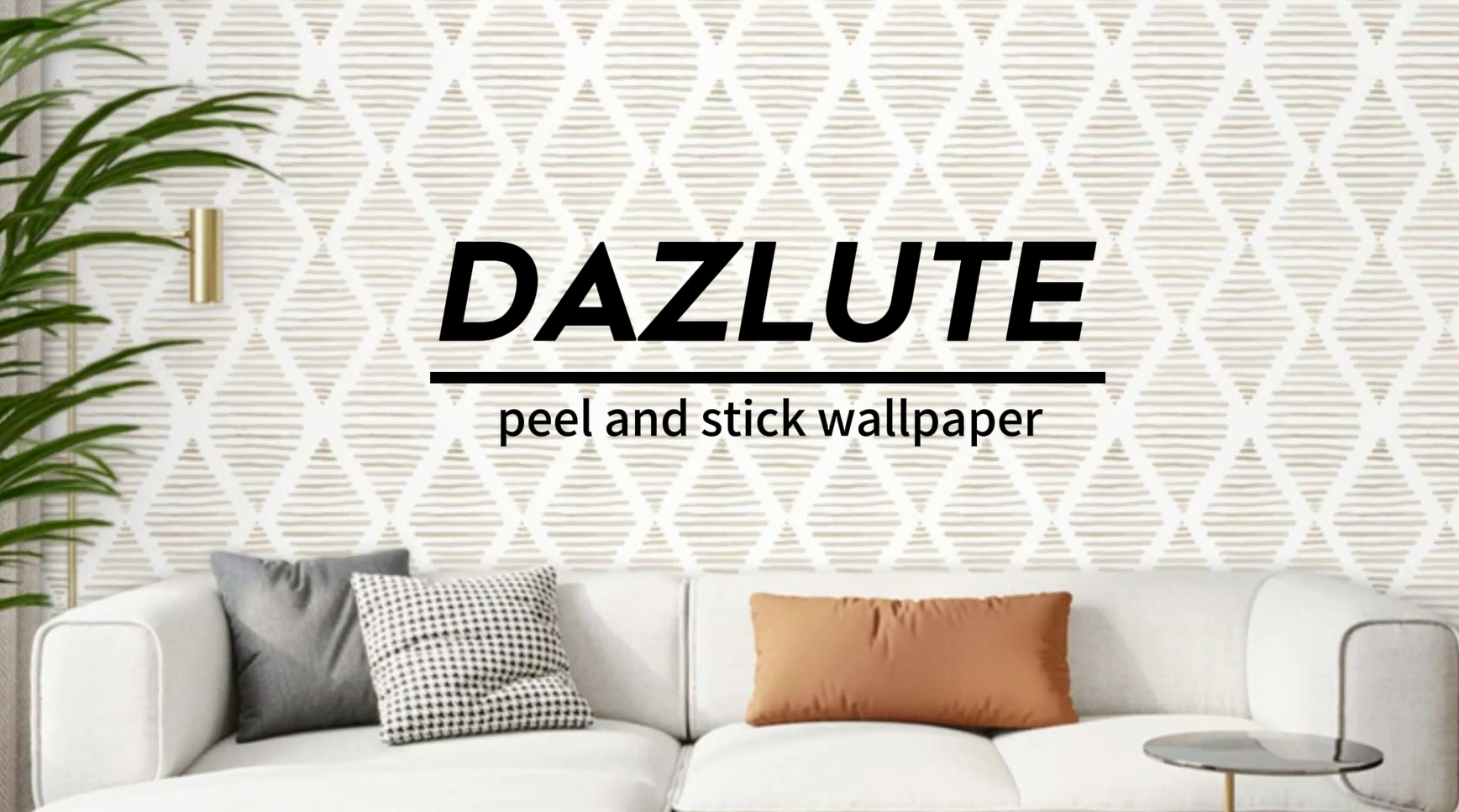 thumbnail video image 2 of Caltero Peel and Stick Wallpaper Beige Geometric Wallpaper Stick on Contact Paper,17.32"x 472", 2 of 10