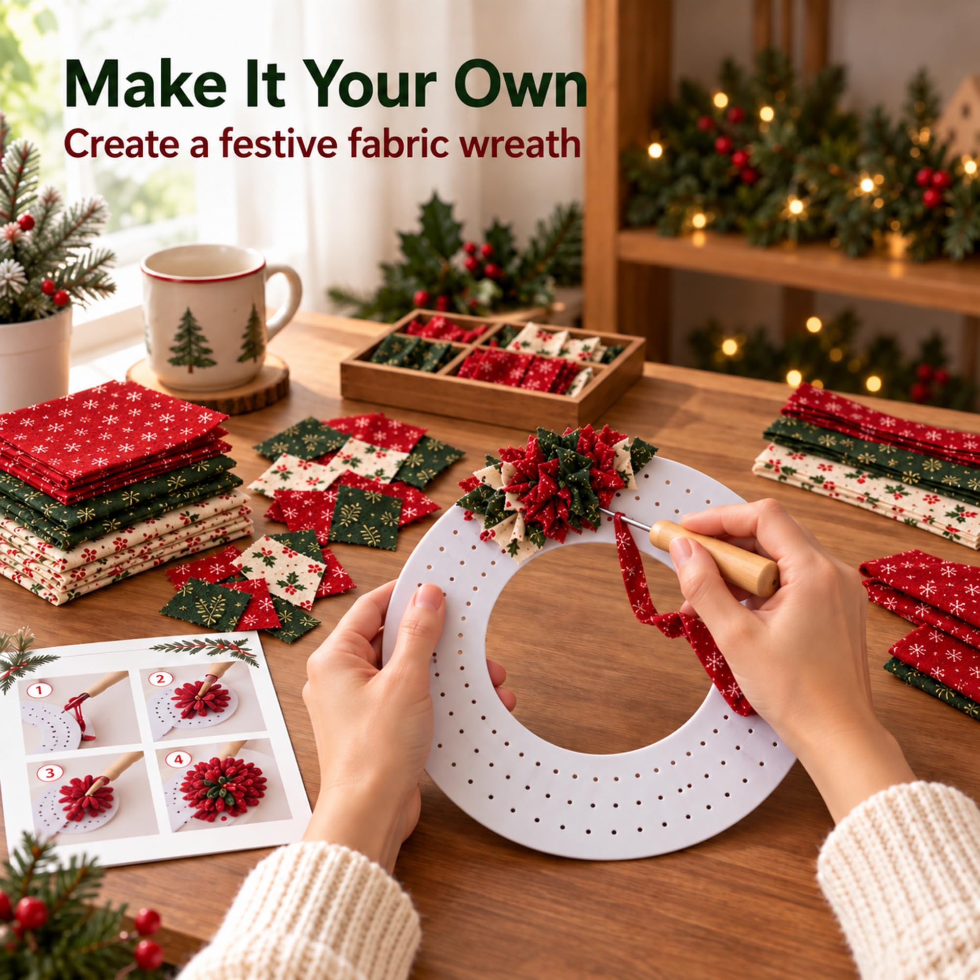 thumbnail video image 2 of 3D Fabric Poke Art Kit - Christmas Wreath Making for Adults, No-Sew DIY Holiday Craft, Perfect Home Decor Gift, 12.6 inch, 2 of 8