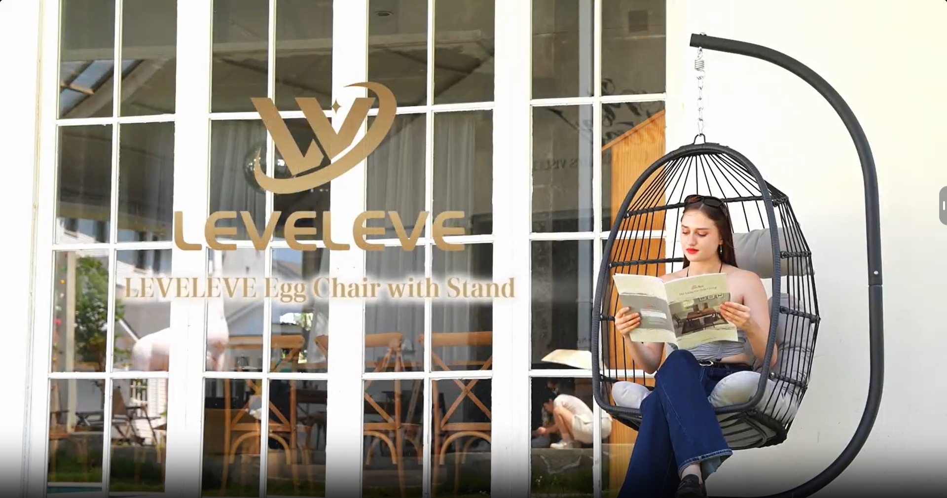 thumbnail video image 2 of CHABATREE Egg Chair with Stand,Patio Rattan Wicker Hanging Swing Egg Chair Hammock Chair for Bedroom Porch Garden,Thickened Aluminum Alloy Steel Frame and UV Resistant Cushion,350LBS Capacity, 2 of 7