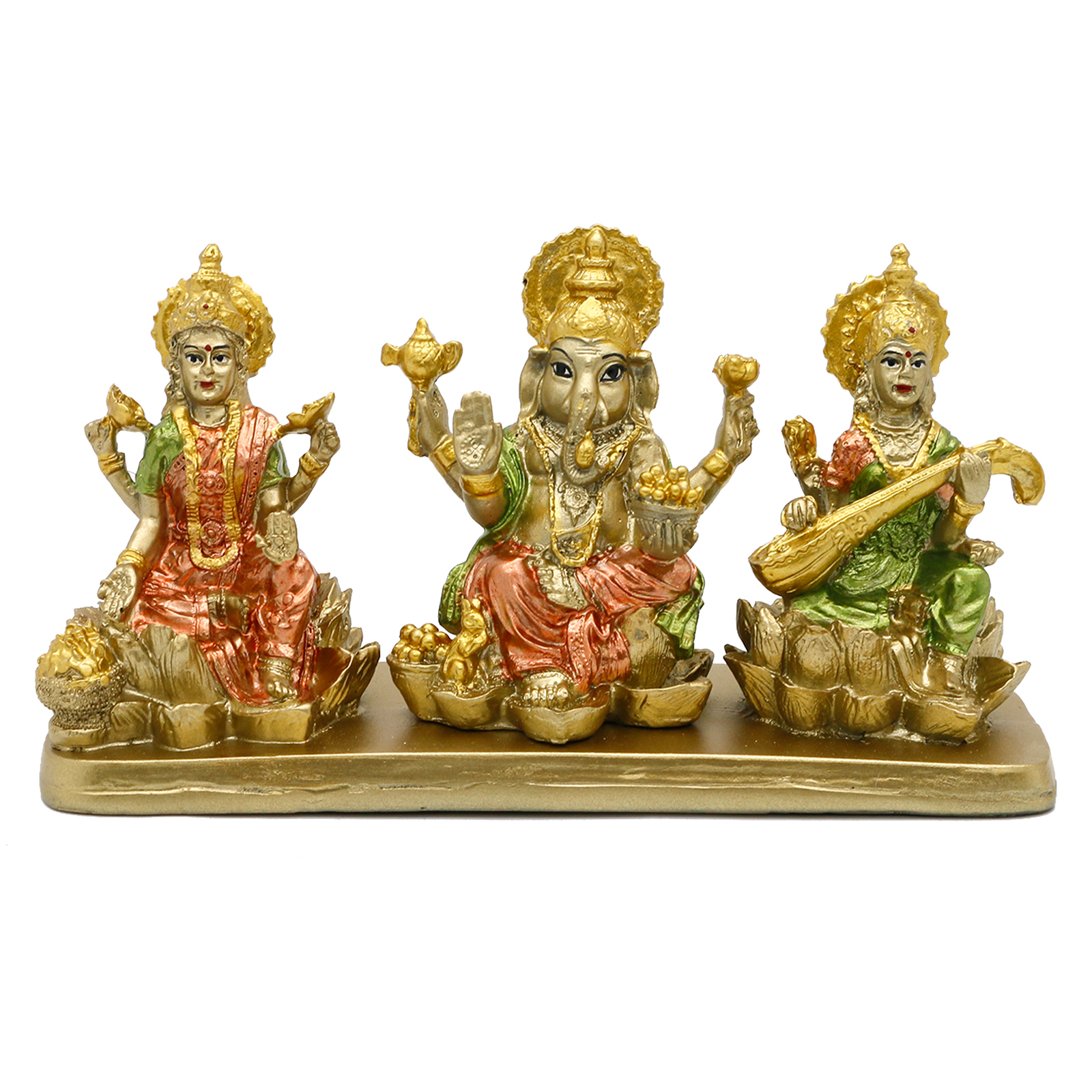 thumbnail video image 2 of Hindu Lakshmi Ganesha Saraswati Statue Laxmi Ganesh Idol for Car Dashboard Decor Home Temple Mandir Pooja Item Indian Puja Item Diwali Gift Meditation Yoga Altar Decoration, 2 of 8