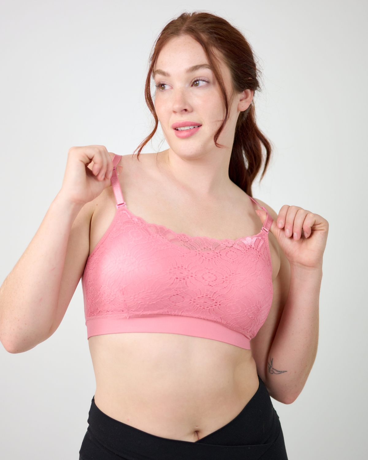 thumbnail video image 2 of Coobie Women's Seamless Lace Coverage Cami Bra 9050,Pink Ginger,One Size, 2 of 8