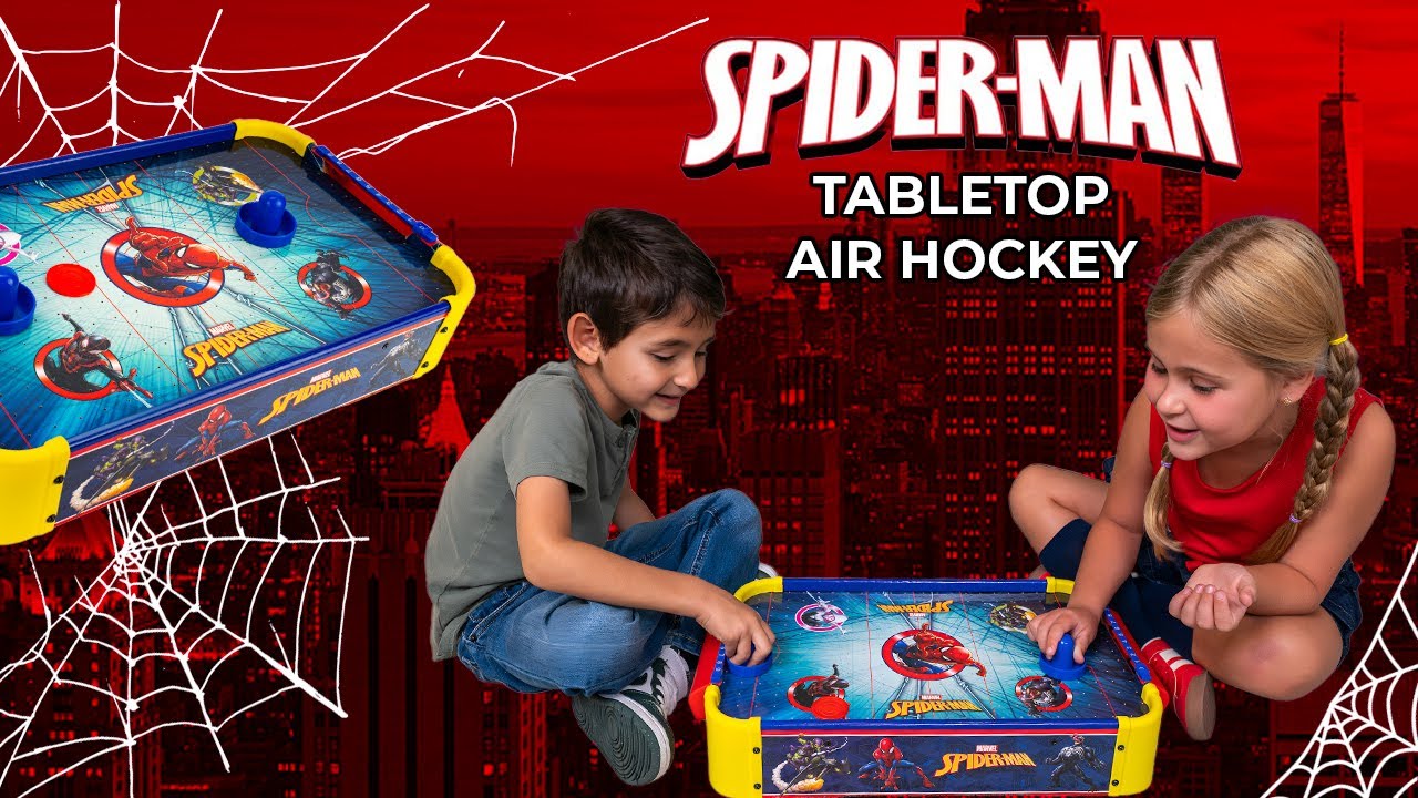 thumbnail video image 2 of Spider-Man Wooden Electronic Air Hockey Table, 2 of 7