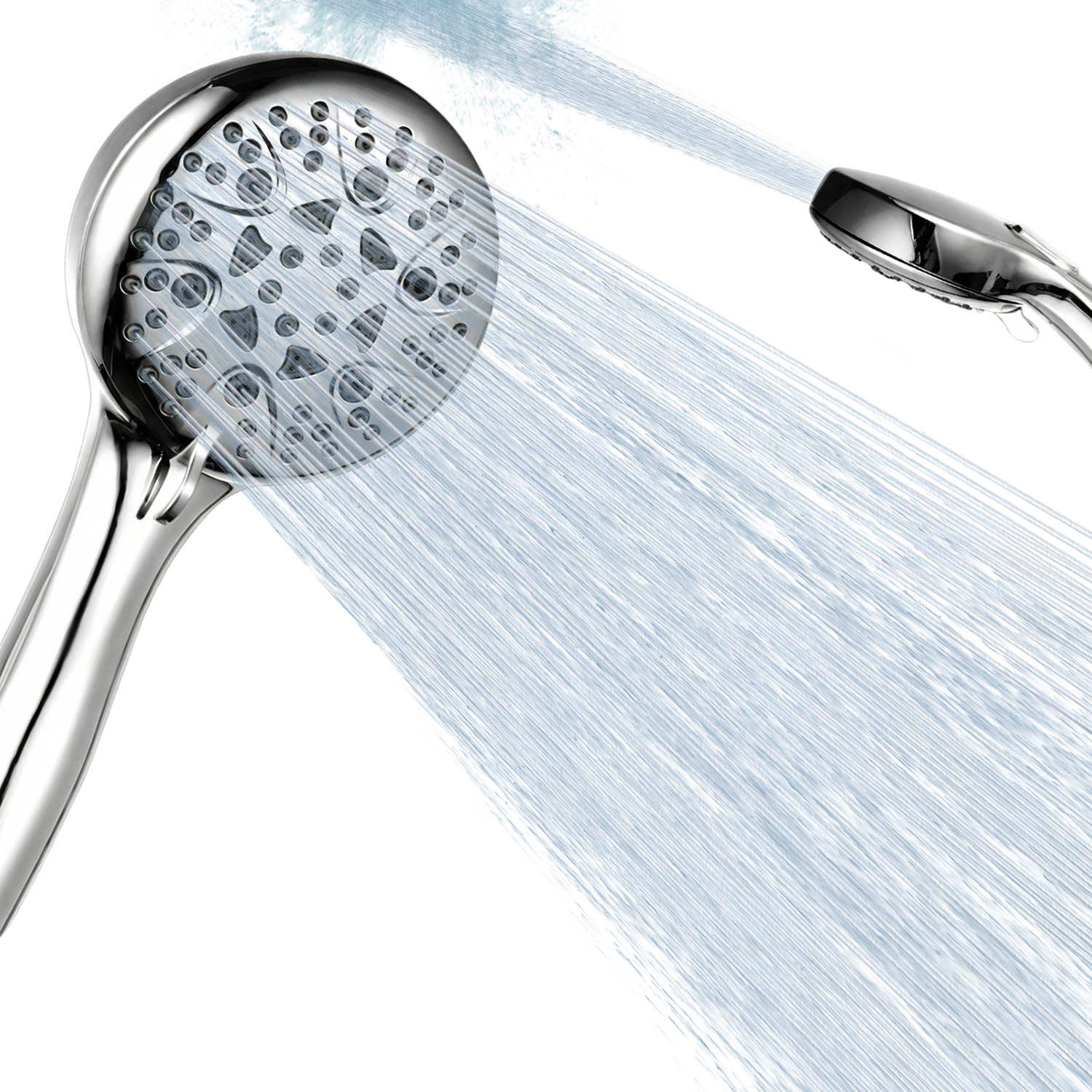 thumbnail video image 2 of FEELSO Handheld Showerhead for Bathing 8 Spray Modes Stainless Steel High Pressure Shower Head, Chrome, 2 of 11