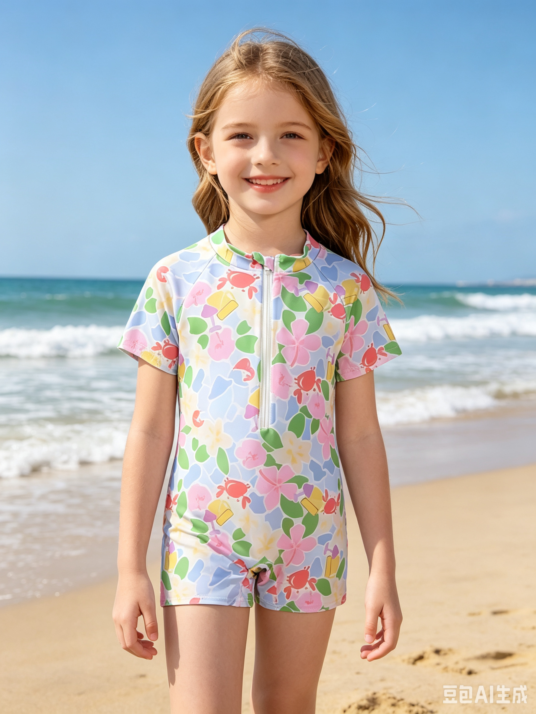 thumbnail video image 2 of LILIYA Girl Swimsuit Kids Girls Piece Floral Swimsuit Toddler Baby Swimwear With Front Snap Closure UPF 50 Sun Cute Summer Beach Bathing For Kids Print Pattern, 2 of 4