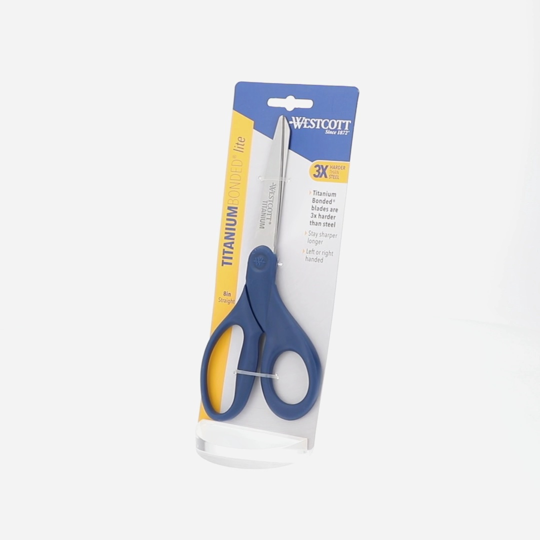Westcott 8 Inch Titanium Bonded Scissors with Straight Blue Handle