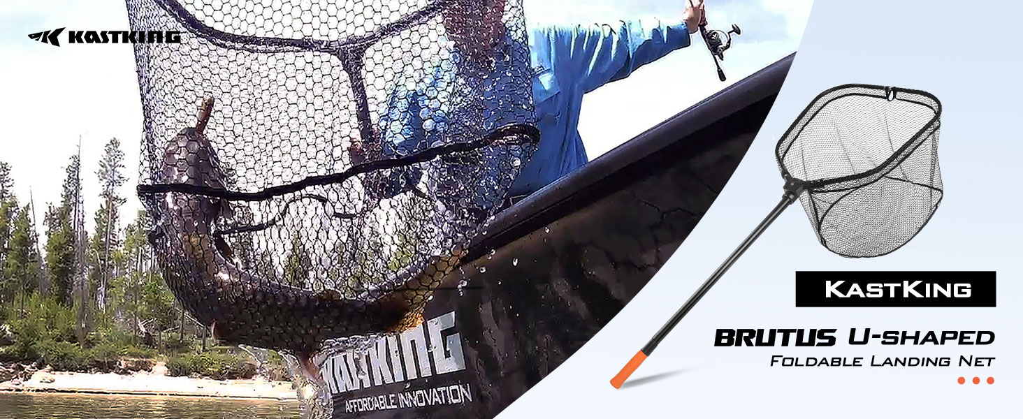 thumbnail video image 2 of KastKing Brutus Folding Landing Net with Boat Hook, Extendable, 2 of 10
