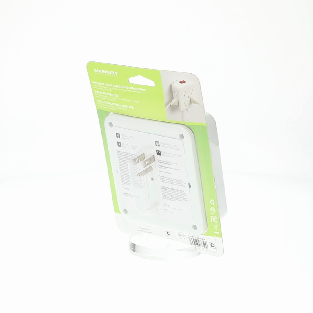 Merkury Innovations 8-Outlet Surge Protector USB Wall Tap, 2 USB-A