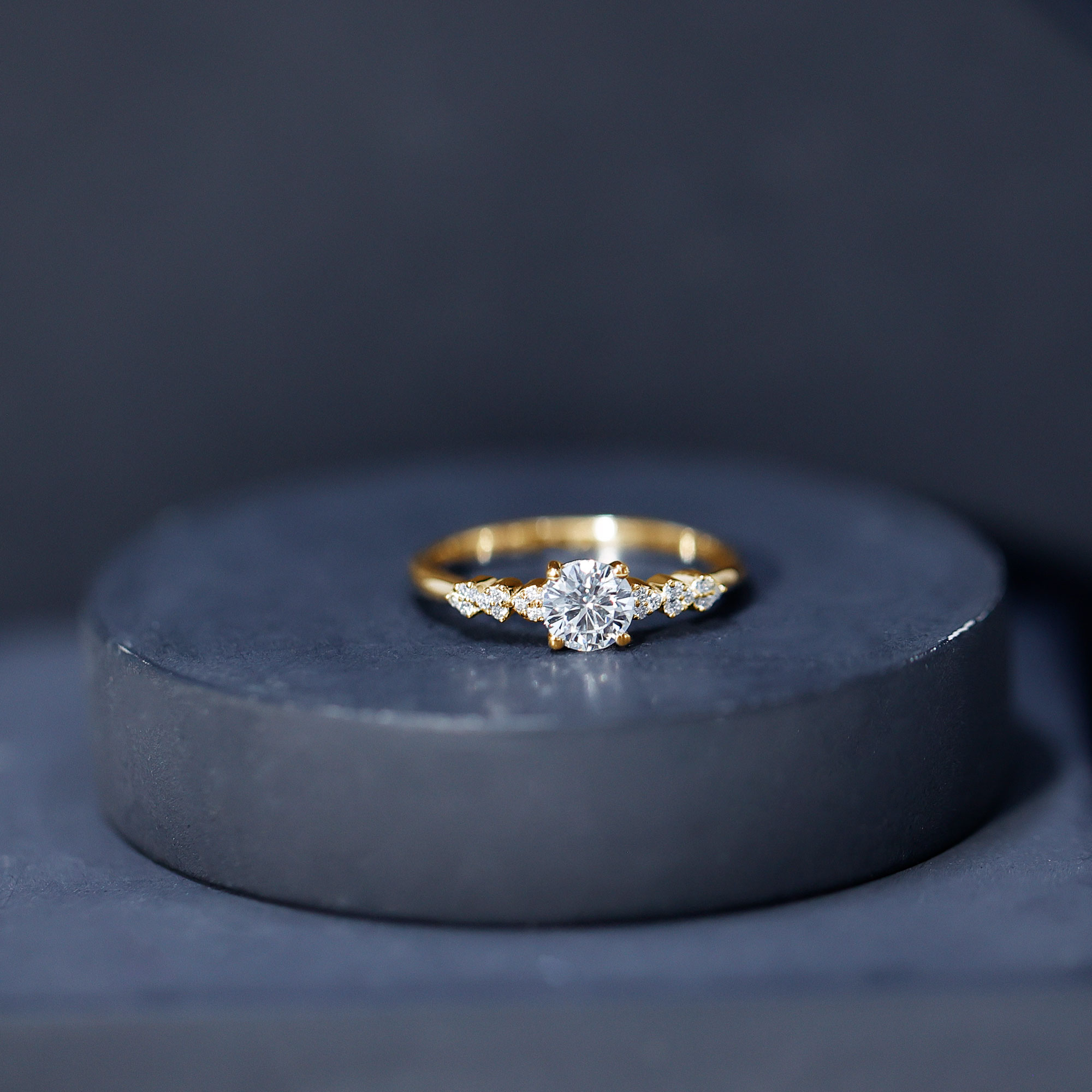 thumbnail video image 2 of Rosec Jewels Lab Grown Diamond Engagement Ring with Side Stones - EF-VS Grade Certified, 10K Yellow Gold, US 5.50, 2 of 8