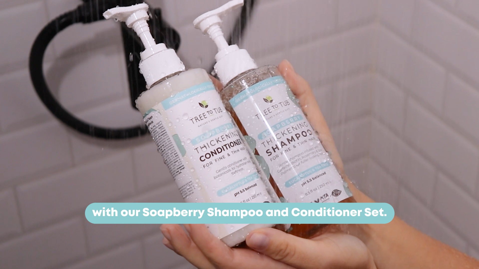 thumbnail video image 2 of Tree To Tub Volumizing Biotin Shampoo and Conditioner Set - Activating Caffeine for Fuller Hair, Thickening Shampoo and Conditioner for Women & Men, 2 of 10