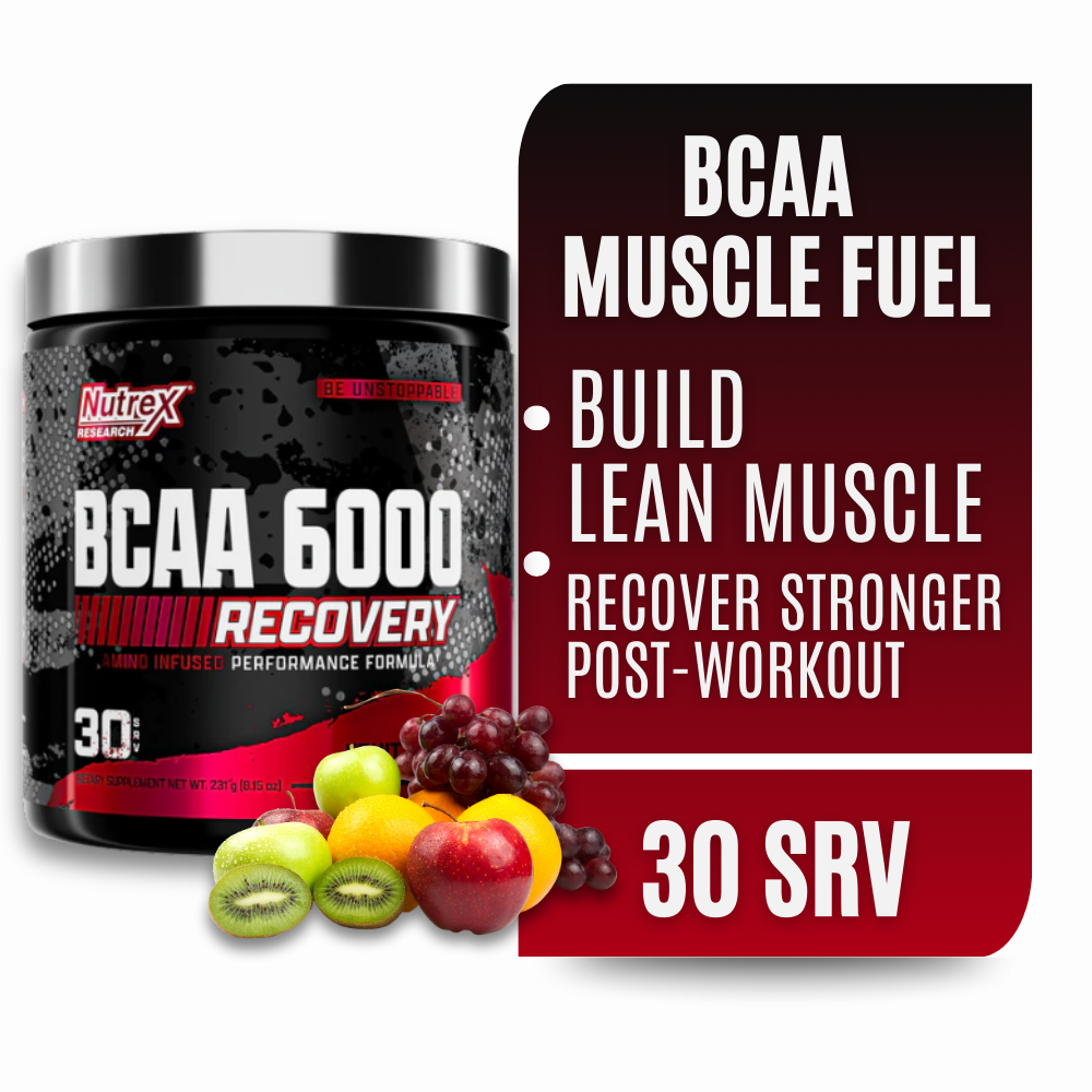 thumbnail video image 2 of Nutrex Research BCAA 6000 Fruit Punch Essential Aminos Muscle Growth & Recovery 30 Servings, 2 of 9