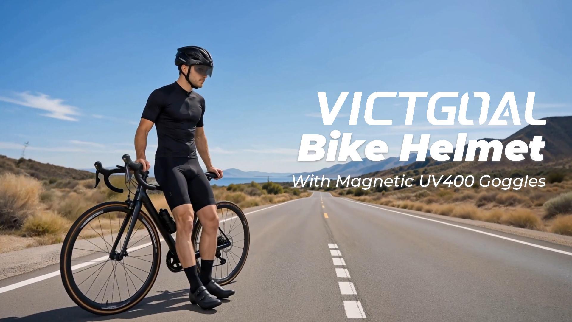 thumbnail video image 2 of VICTGOAL Bike Helmet for Adults with Light and Goggles Lightweight MTB Road Bicycle Helmets for Men Women Cycling Ebike Scooter, 2 of 10