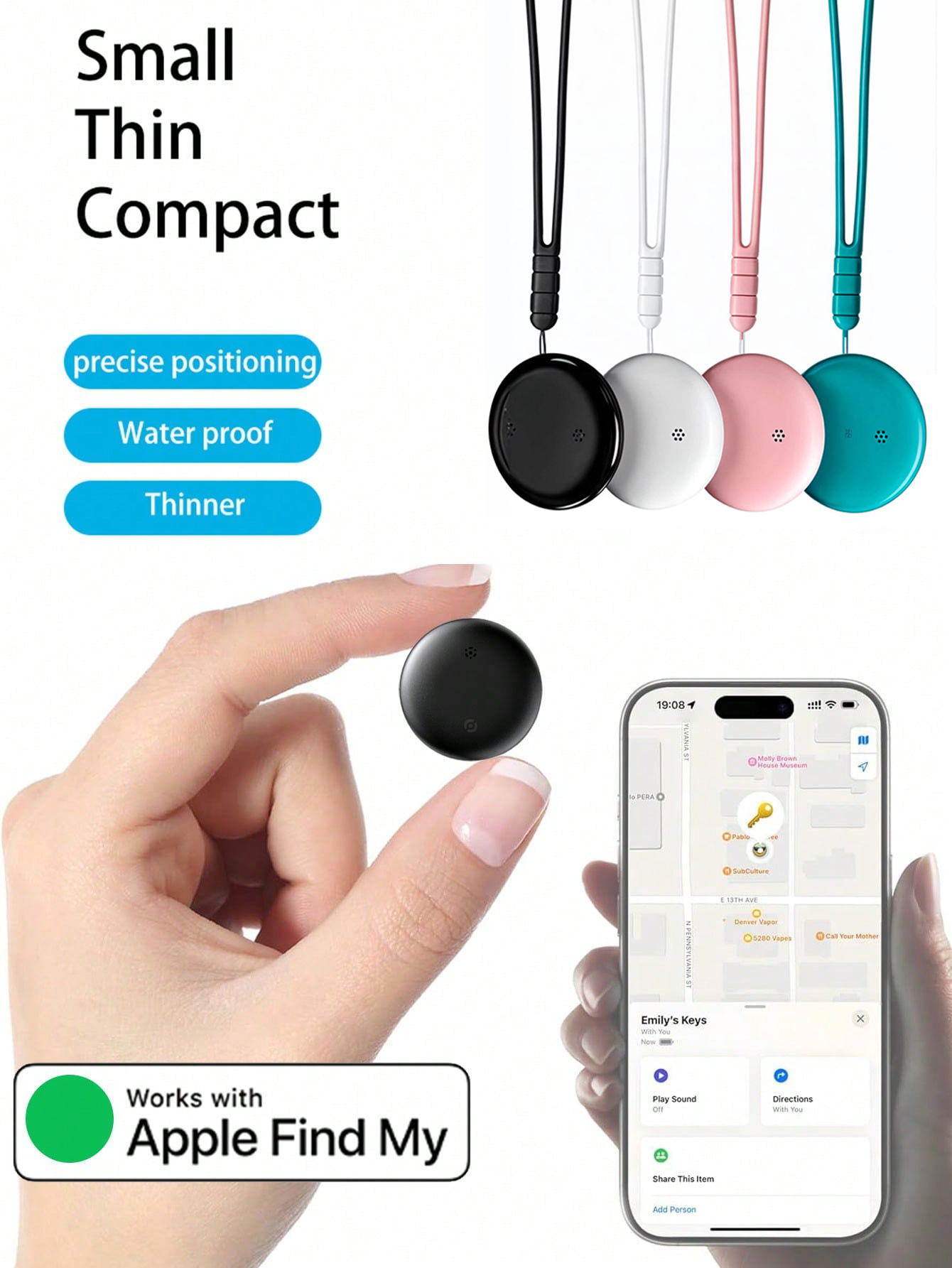 thumbnail video image 2 of Smart Tracker Compatible with Apple Find My iOS Only, Bluetooth Item Locator GPS Alternative for Keys Pets Luggage, Waterproof Tracking Device, 2 of 13