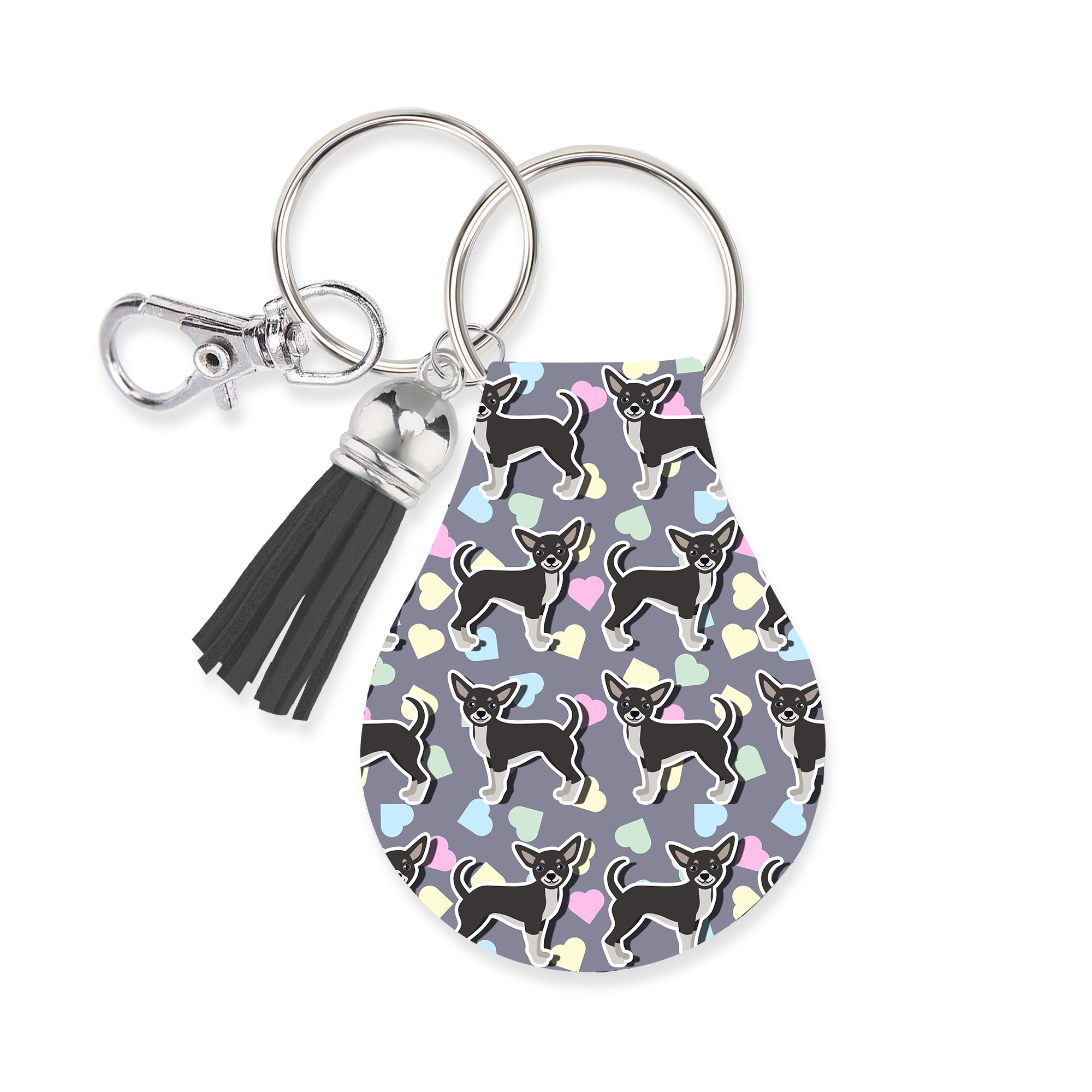 thumbnail video image 2 of Jolitee Neoprene AirTag Compatible Case Keychain – Durable & Stylish Holder with Secure Ring and Clip, Compatible with Apple AirTag (Chihuahua), 2 of 7