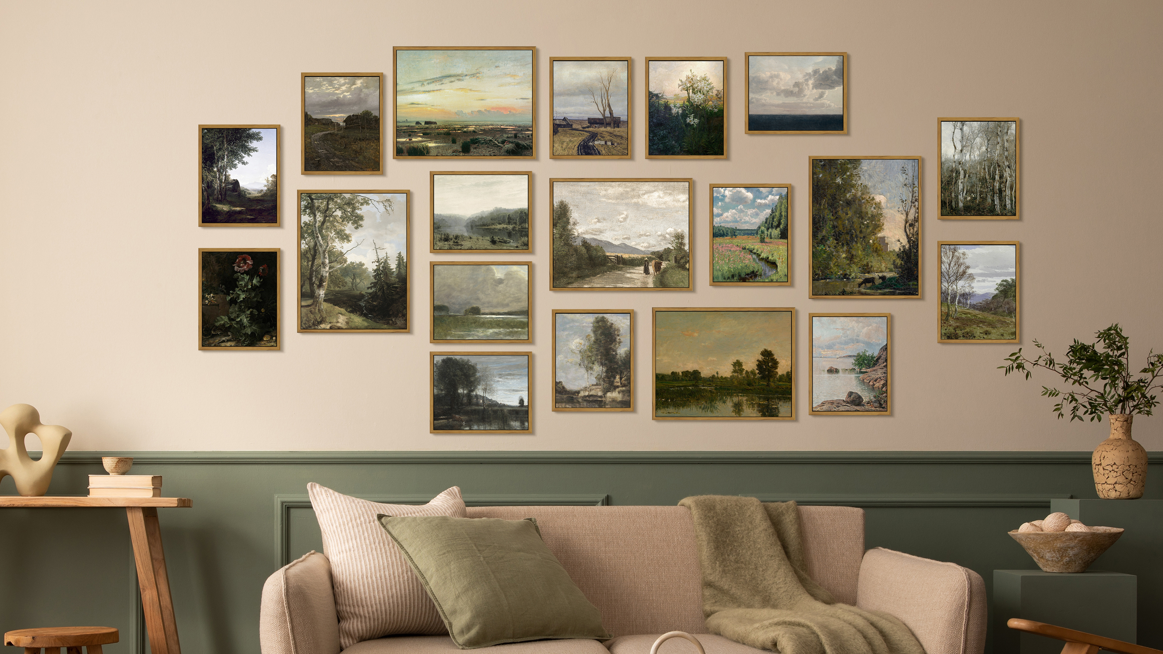 thumbnail video image 2 of Drsoum Vintage Plain Landscape Wall Art 11x14in Natural Framed Classic Retro Countryside Prints Rustic Farmhouse Decorations for Living Room Bedroom, 2 of 6