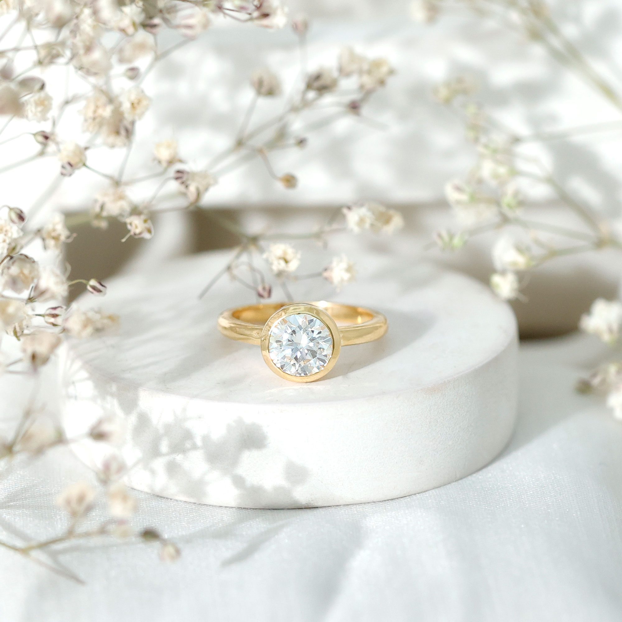 thumbnail video image 2 of Rosec Jewels Certified Moissanite Solitaire Engagement Ring 1 Ct - Bezel Set Ring - 7 mm - D-VS1 Grade, 925 Sterling Silver, US 4.00, 2 of 9