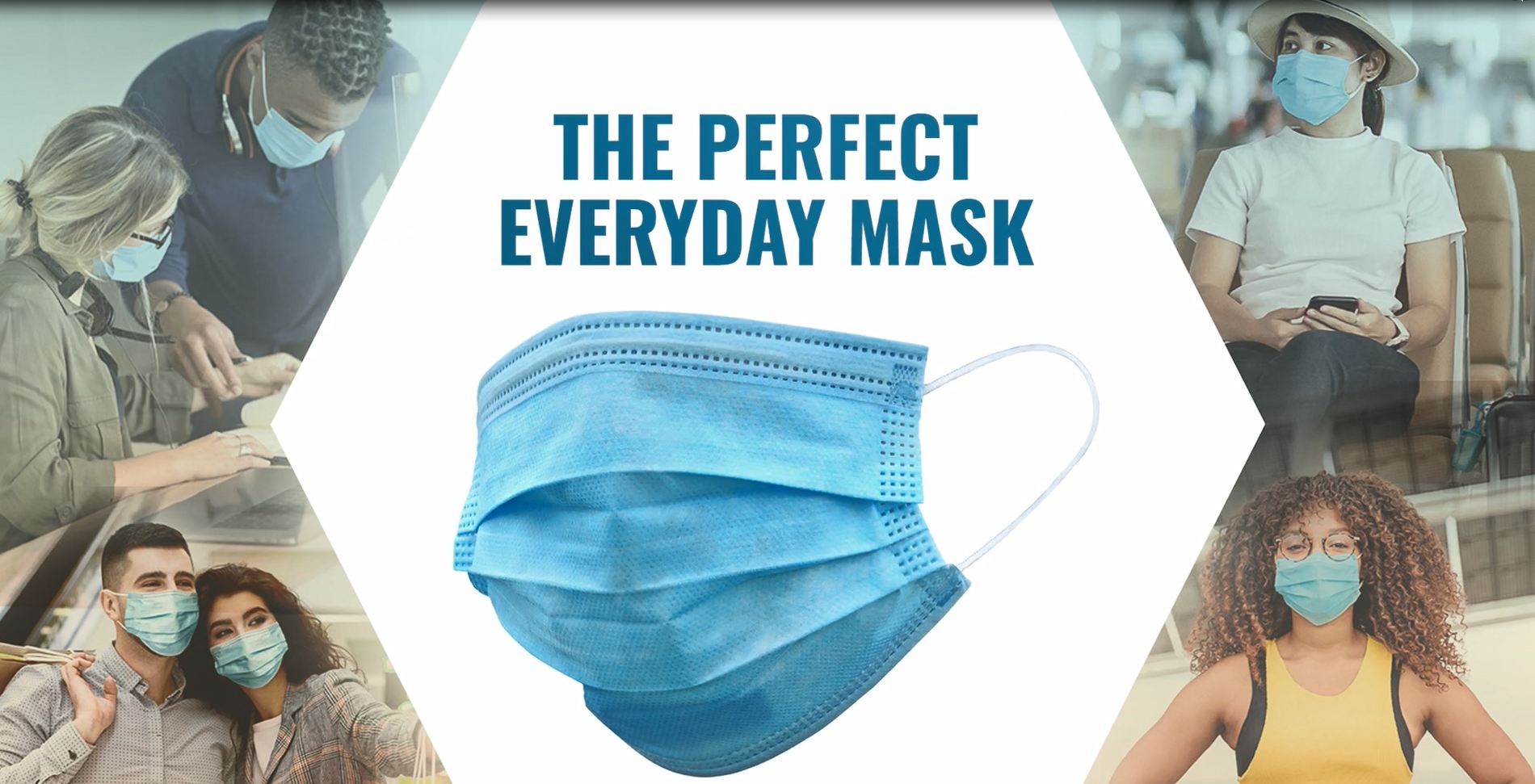 thumbnail video image 2 of LM&C 3-Layer Individually Wrapped Earloop Face Masks 50 Count, 2 of 7