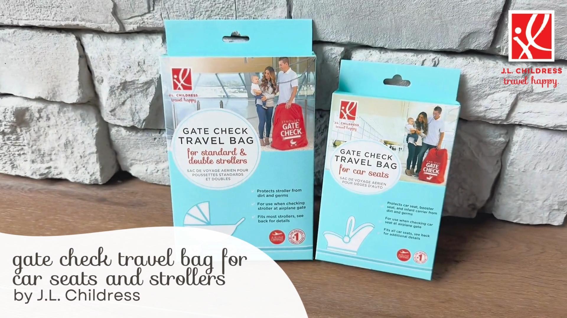 thumbnail video image 3 of J.L. Childress Univeral Gate Check Travel Bag for Strollers and Car Seats - Extra Large Airplane Travel Bag, Red, 3 of 7