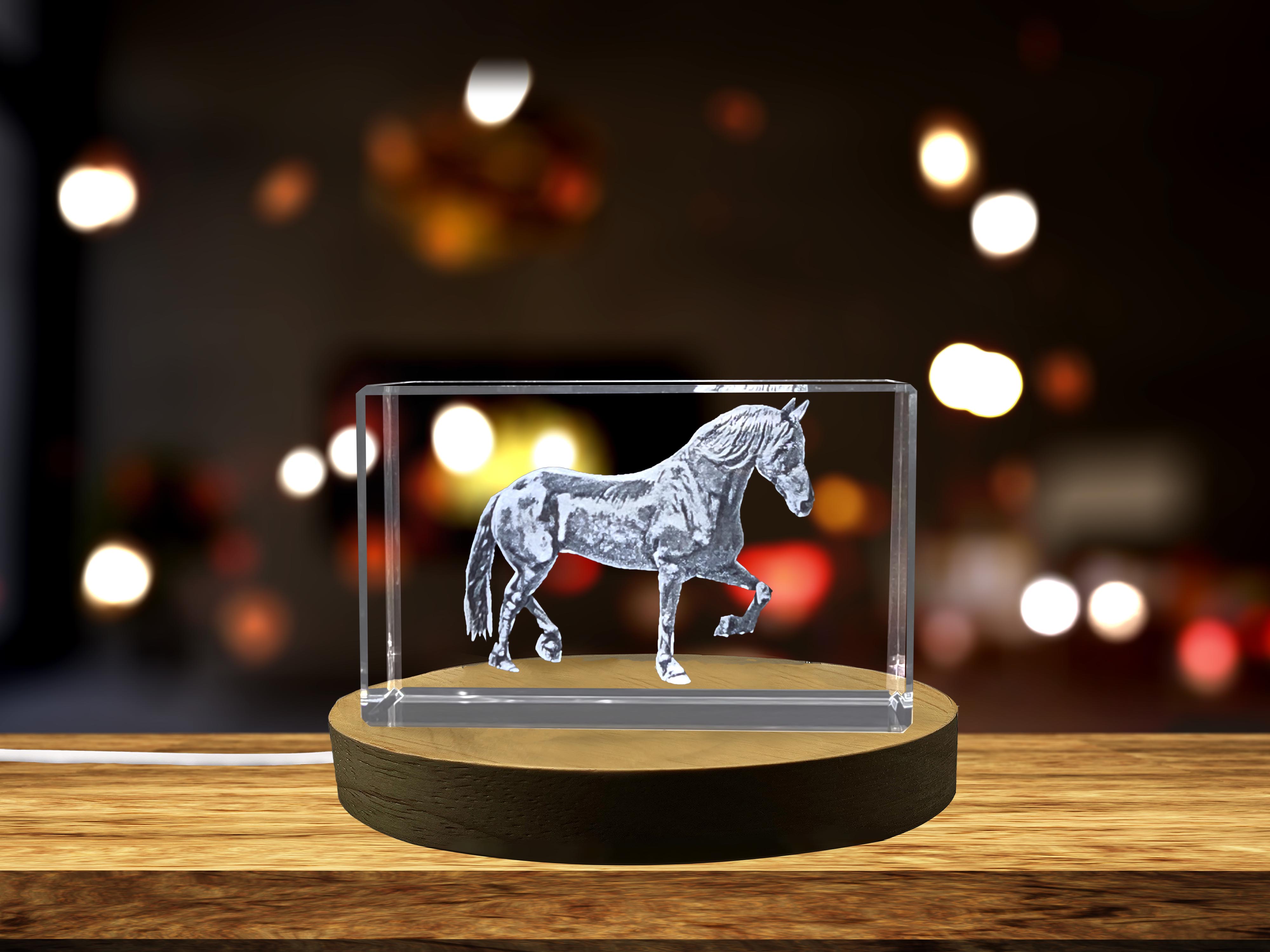 thumbnail video image 2 of Elegant Mustang Horse 3D Engraved Crystal Sculpture, 2 of 7