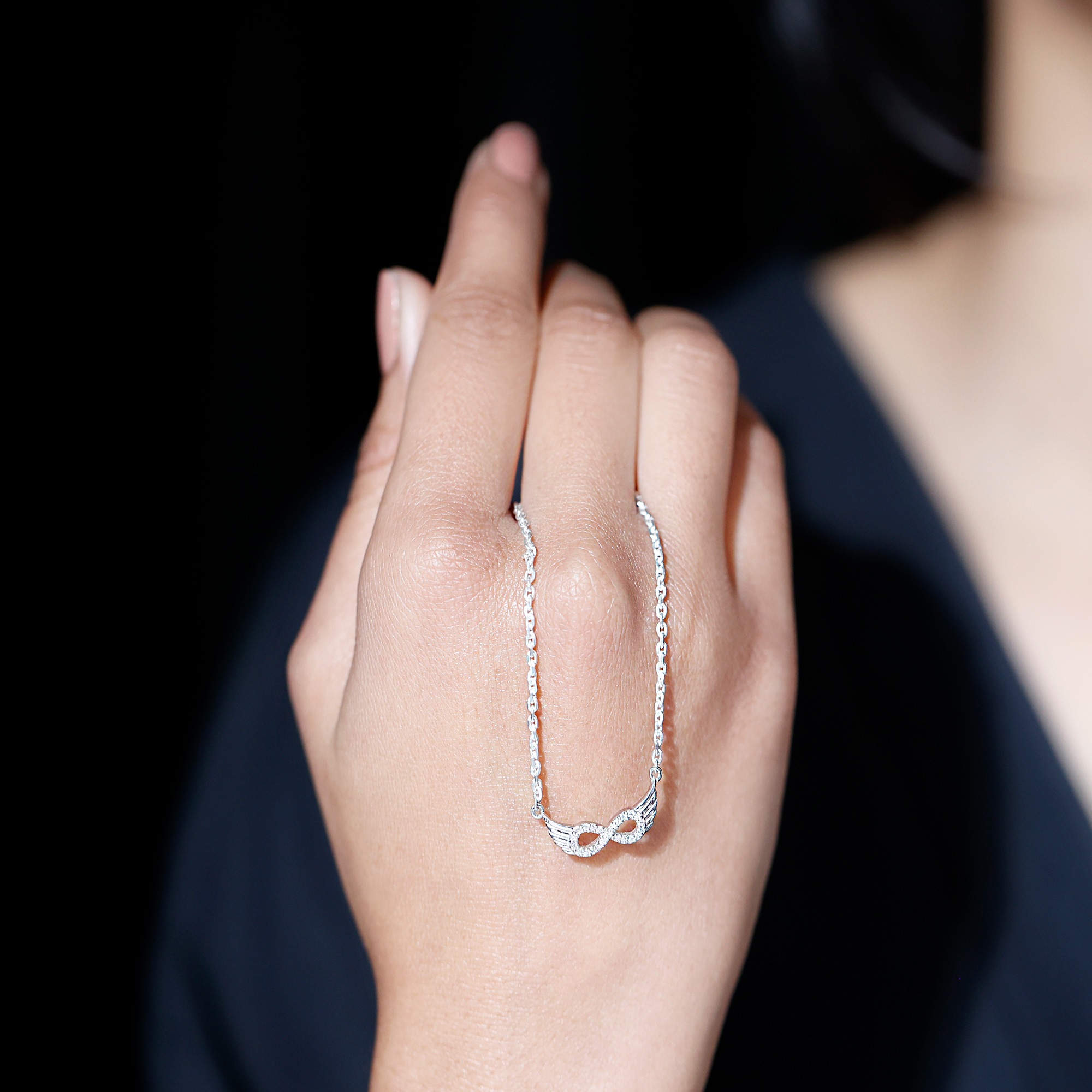 thumbnail video image 2 of Rosec Jewels Lab Grown Diamond Infinity Necklace - Angel Wings Necklace for Valentines Day - EF-VS Quality, 10K White Gold, 2 of 8