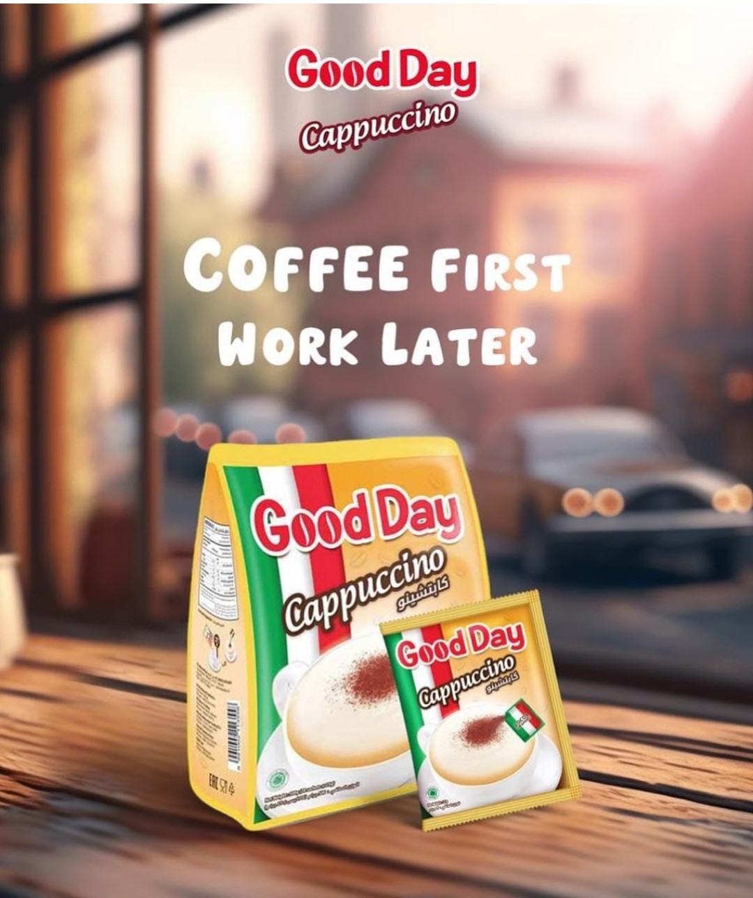 Good Day Cappuccino Coffee, No Sugar, Instant 3-in-1 Coffee Mix