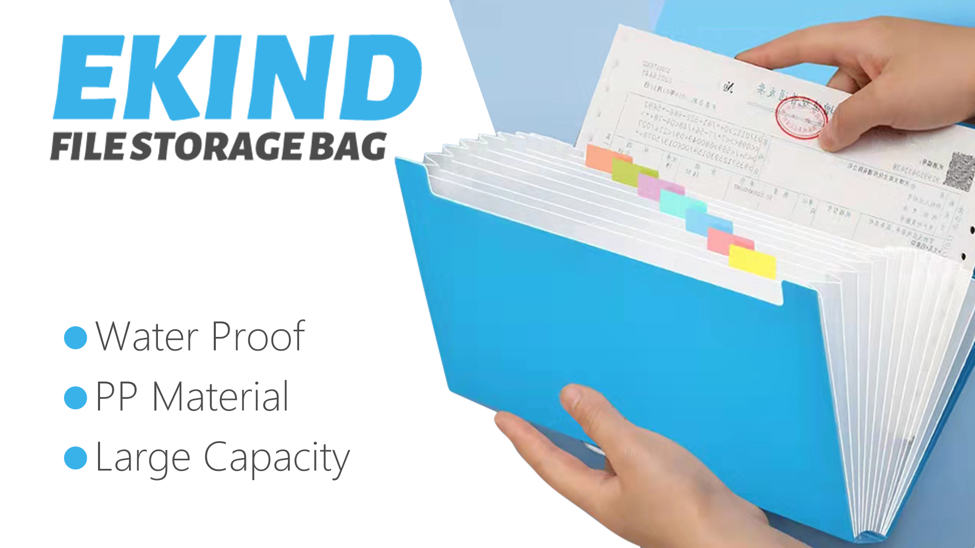 thumbnail video image 2 of EKIND 7X4.5" Expandable Portable Folder, 13 Pocket Buckle Accordion File Organizer, A6 Plastic Wallet for Cards,Coupons,Receipt,Tax Item, Mini Expanding Folders (1 Pack, Color), 2 of 7