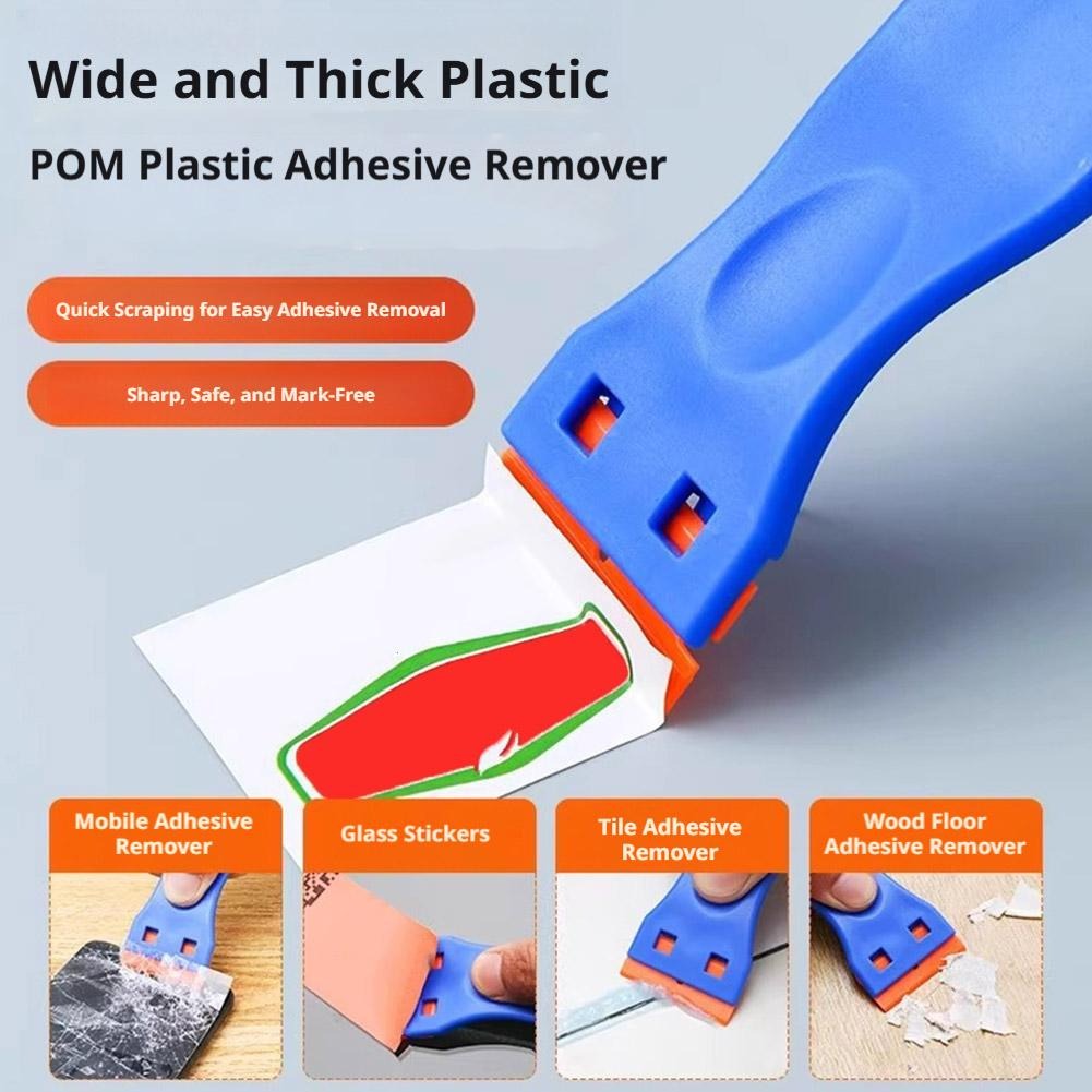 thumbnail video image 2 of Plastic Razor Blade Scraper with Replacement POM Blades, Non-Scratch Cleaning Scraper Tool for Removing Labels, Stickers & Glue on Car Glass & Windows, 2 of 9