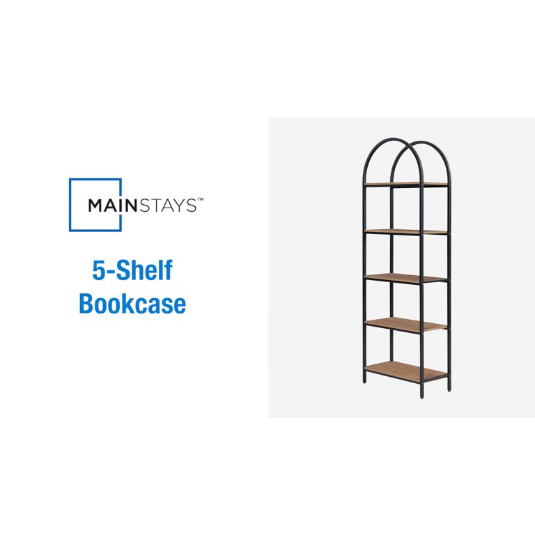 Mainstays 5-Shelf Metal and Wood Arch Open Bookcase