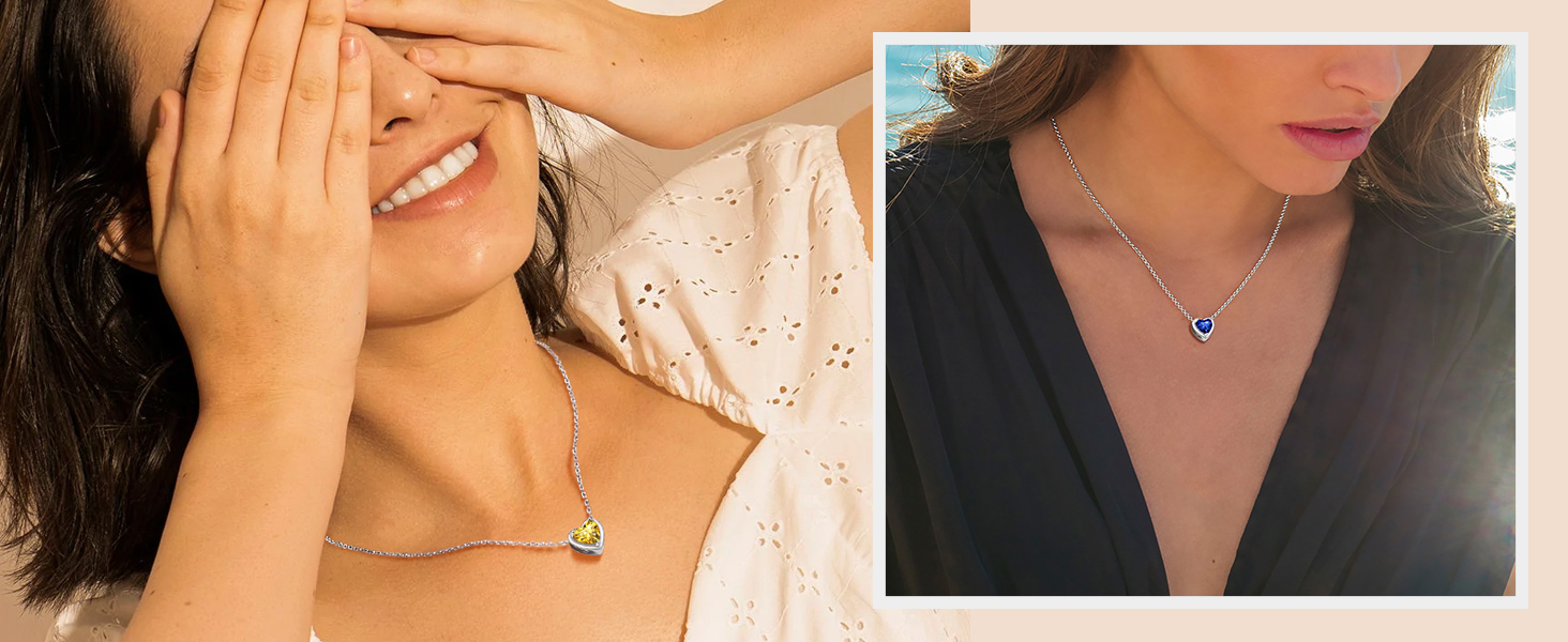 thumbnail video image 2 of Suplight Silver Earrings for Women 925 Sterling Silver Heart Birthstone Stud Earrings Birthday Jewelry Gift, 2 of 10