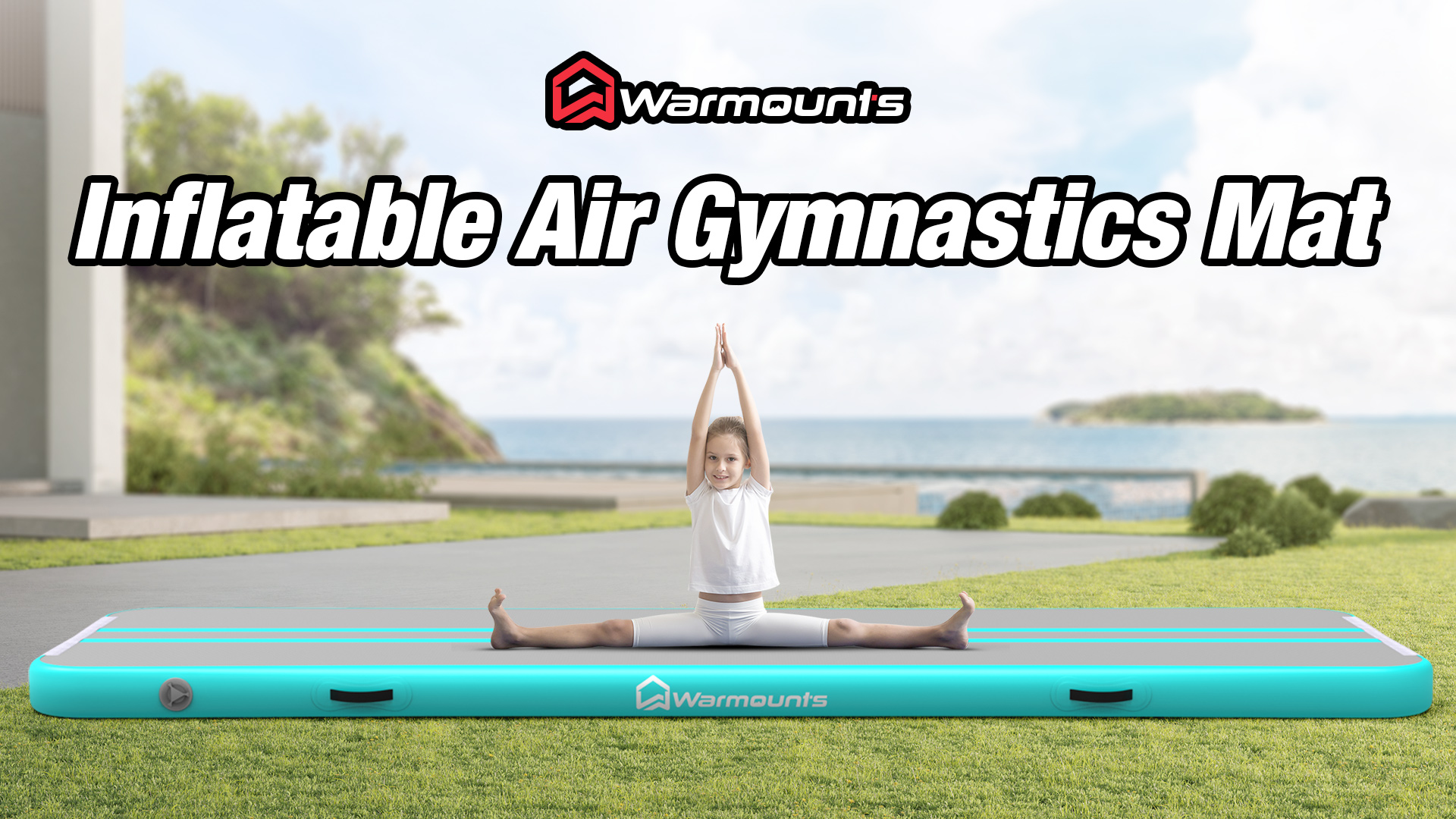 thumbnail video image 2 of WARMOUNTS Tumbling Mat, 10 ft Inflatable Air Gymnastics Training Mats w/ Electric Pump, 4'' Thick Tumble Track for Home, Gym, Cheerleading, Water, Outdoor, 2 of 10