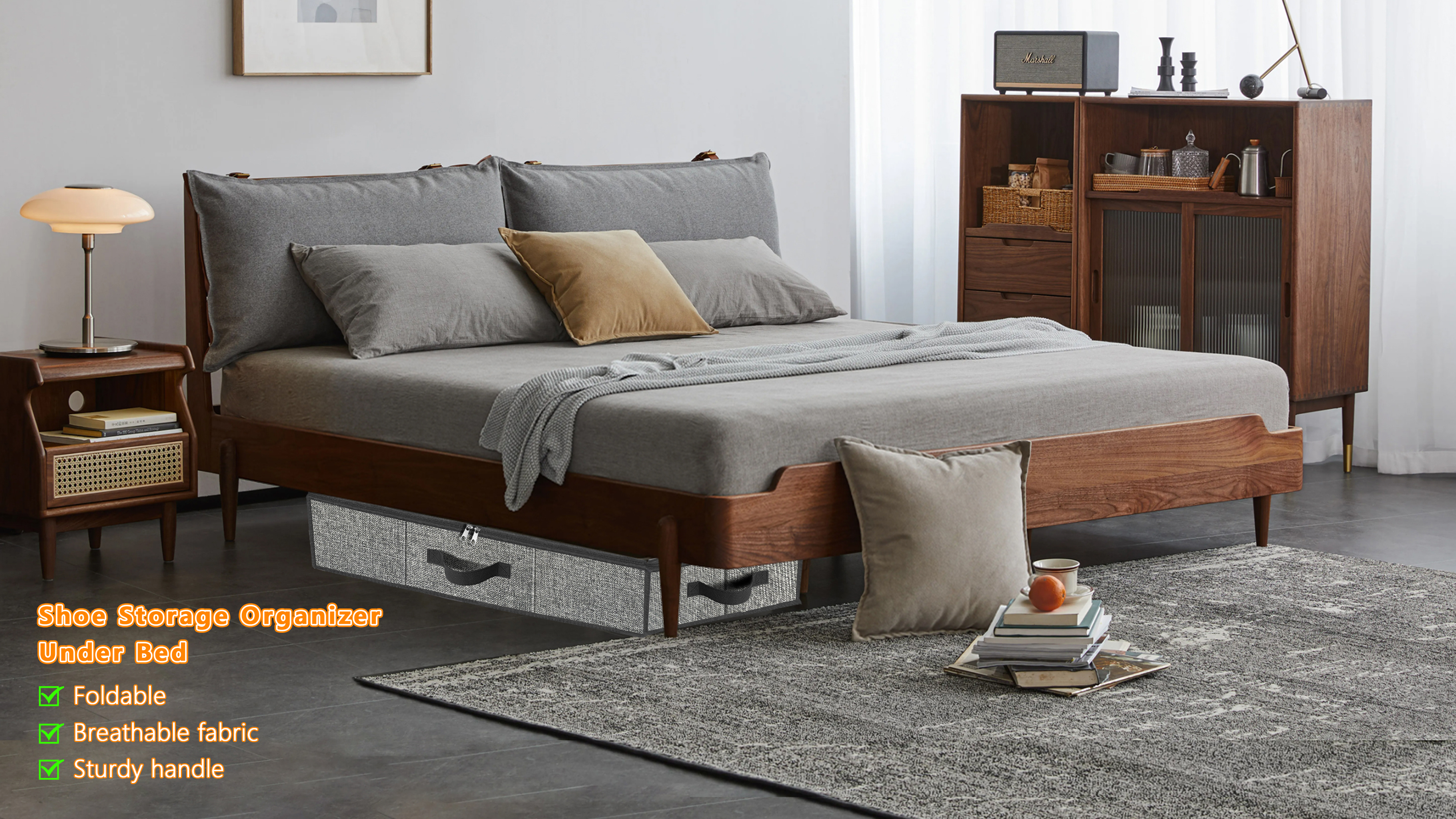 thumbnail video image 2 of Homyfort Shoe Storage Organizer Under Bed, 2 Pack Fits 32 Pairs, Extra Large Shoe Container, Breathable Fabric Underbed Storage for Sneakers, Slippers, Closet, Grey, 2 of 9