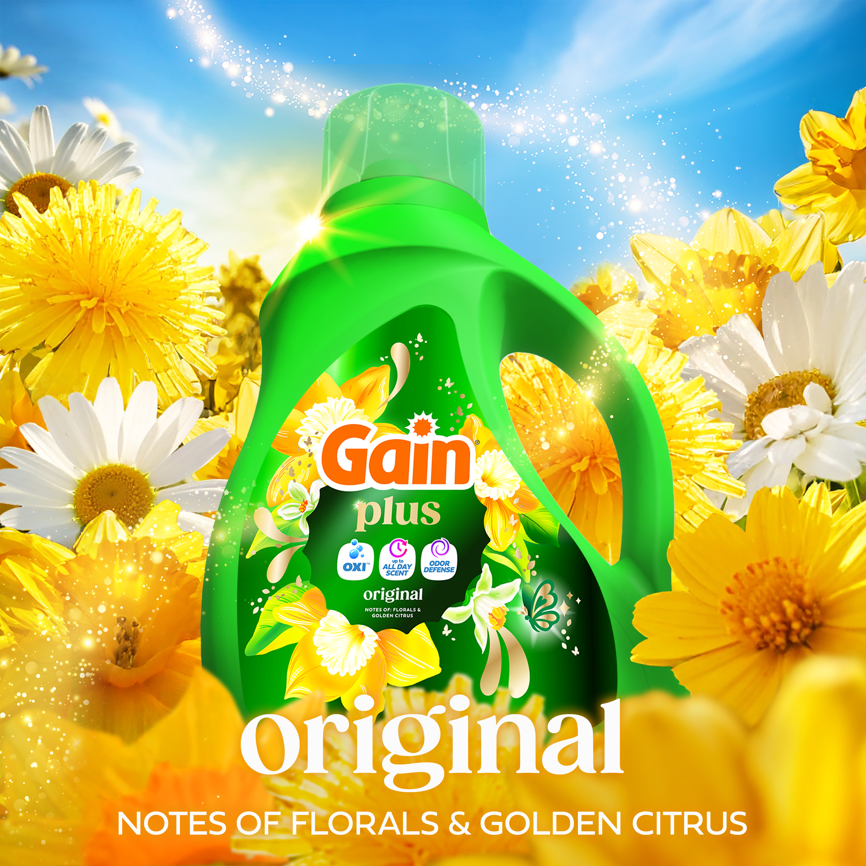 thumbnail video image 2 of Gain Plus Laundry Detergent Liquid, Now with Odor Defense + OXI, Original Scent, 99 fl oz, 75 Loads, 2 of 16